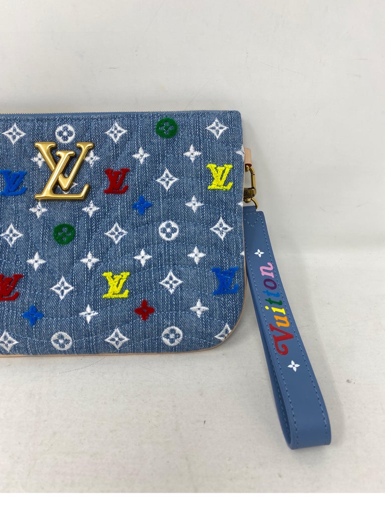Louis Vuitton Denim Multi Coloured Embroidered Pouch For Sale at 1stDibs  louis  vuitton denim wallet, louis vuitton embroidered bag, denim louis vuitton  wallet