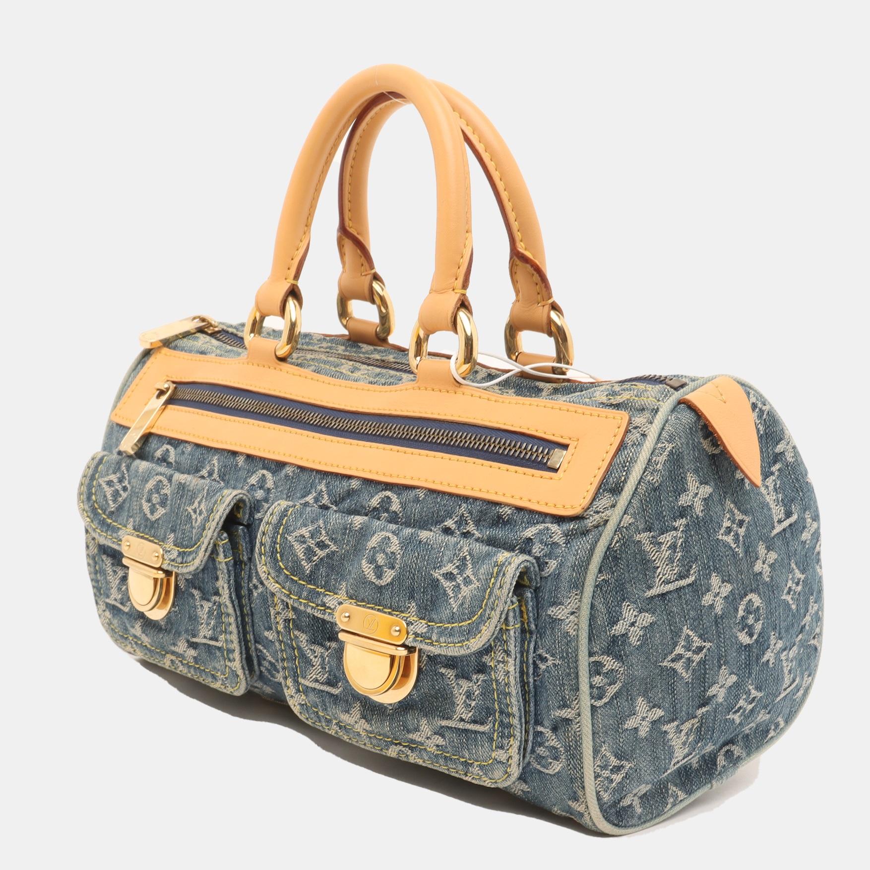 Gray Louis Vuitton Denim Neo Speedy Boston Bag