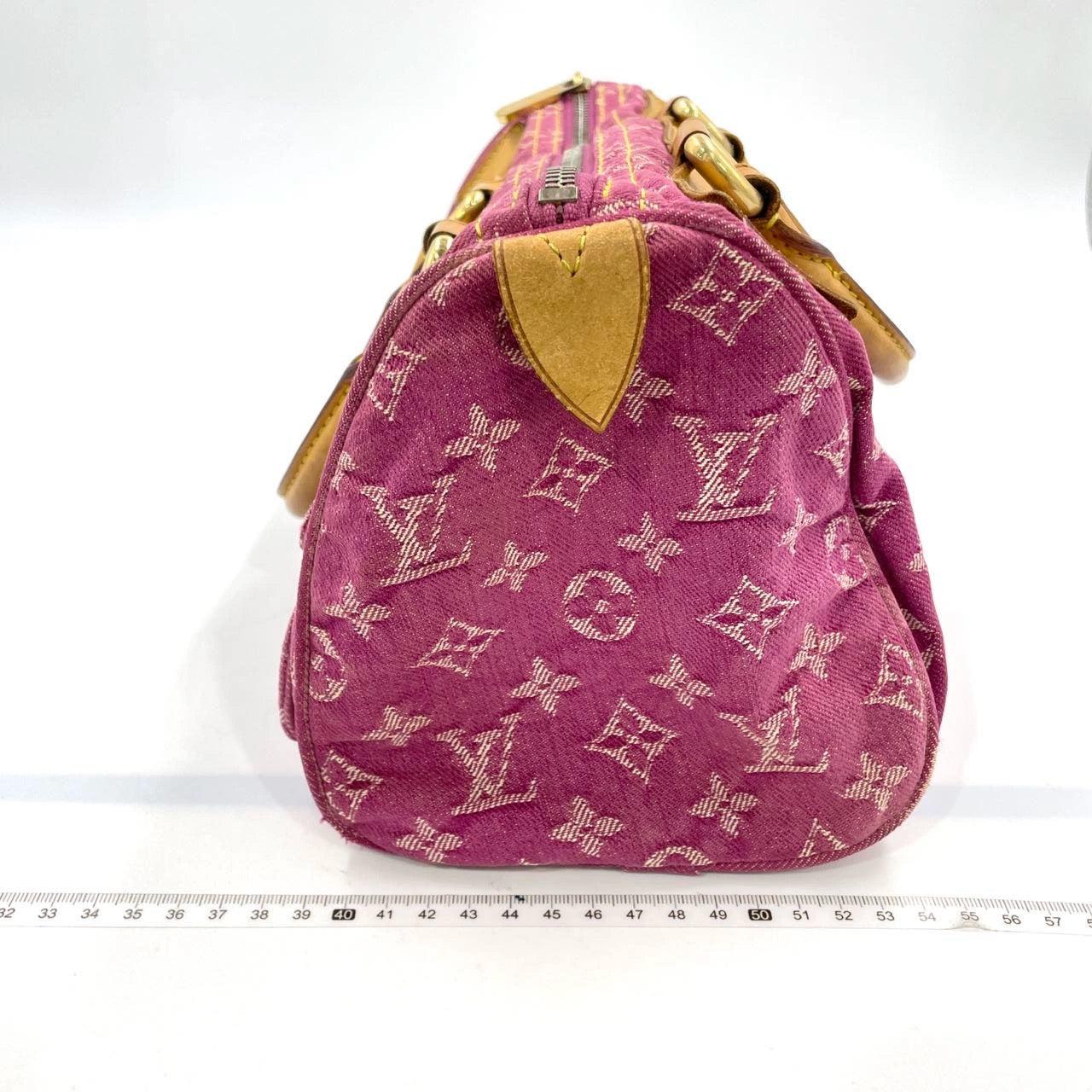 Louis Vuitton Denim Neo Speedy Boston Bag Pink
 These are professional photos of the actual bag.
 CONDITION: Fair
 Good vintage condition. The Handles are slightly dark due to use. Some water markets on the leather. Minor scrapes around the piping.