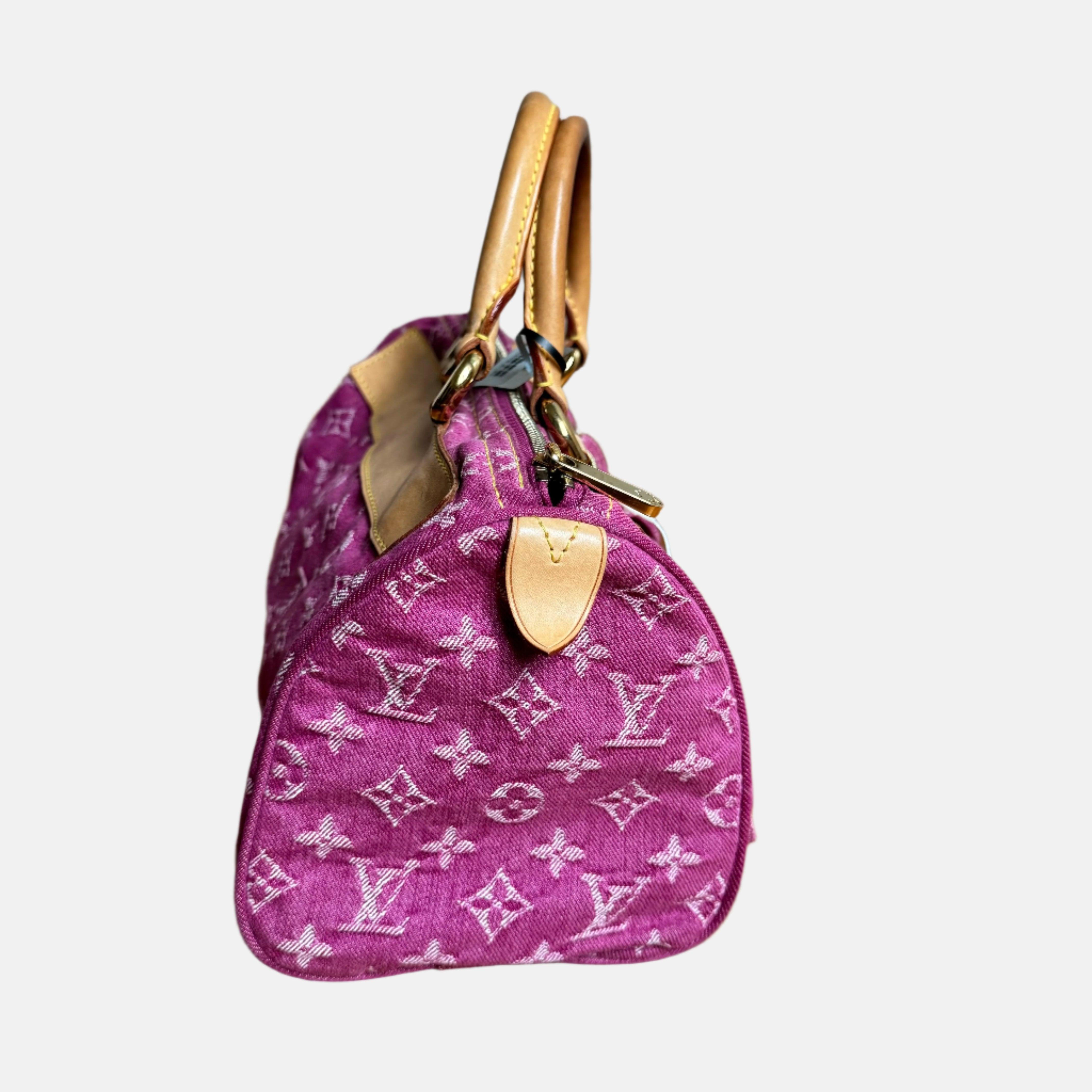 Louis Vuitton Denim Neo Speedy Boston Bag Pink In Good Condition In AUBERVILLIERS, FR