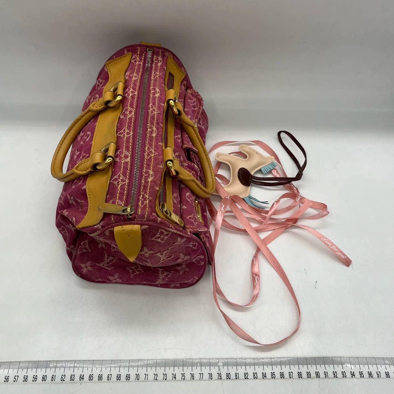Louis Vuitton Denim Neo Speedy Boston Bag Pink In Fair Condition In AUBERVILLIERS, FR