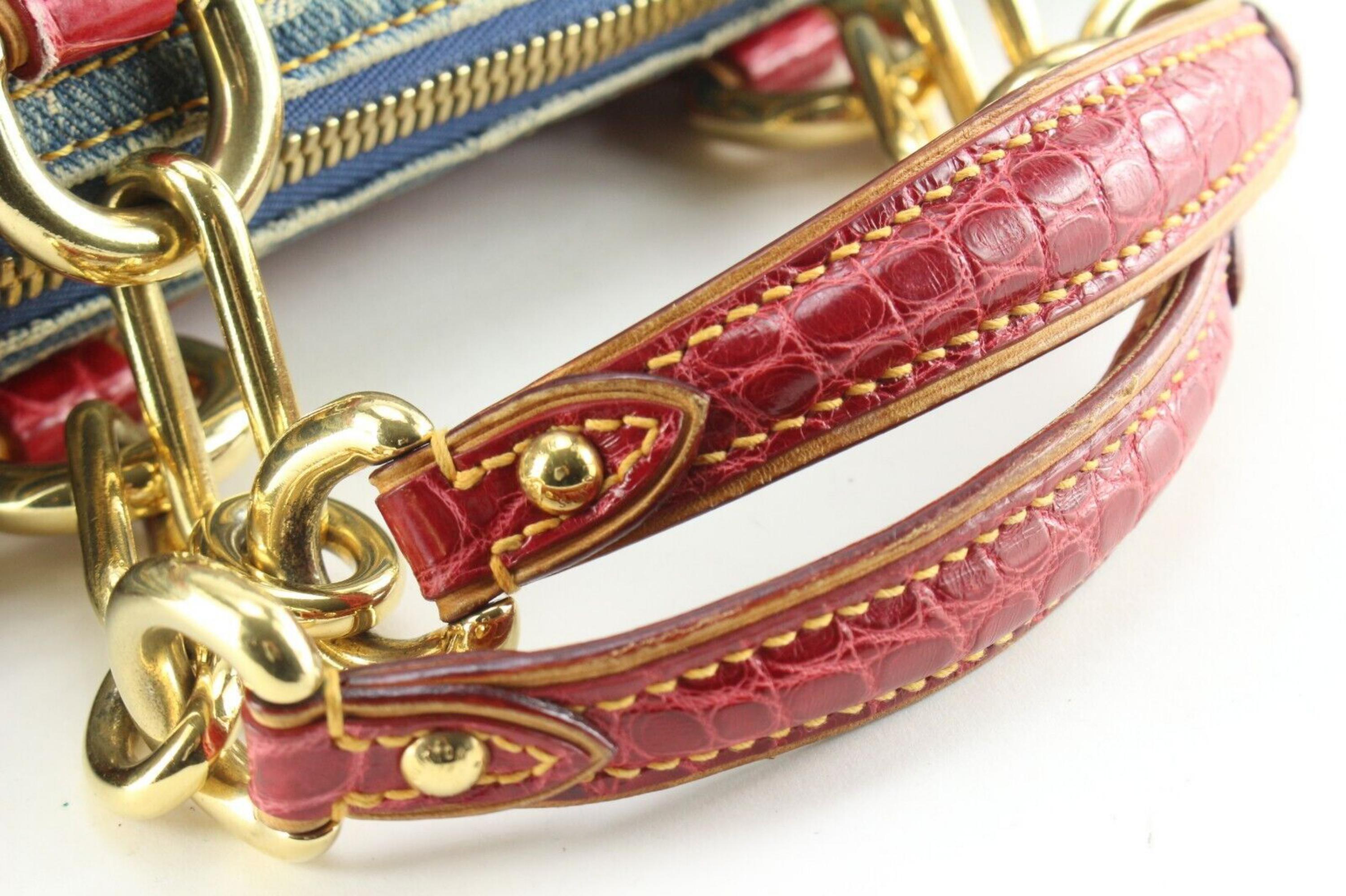 Women's Louis Vuitton Denim Neo Speedy Red Alligator Chain 2LVS525K