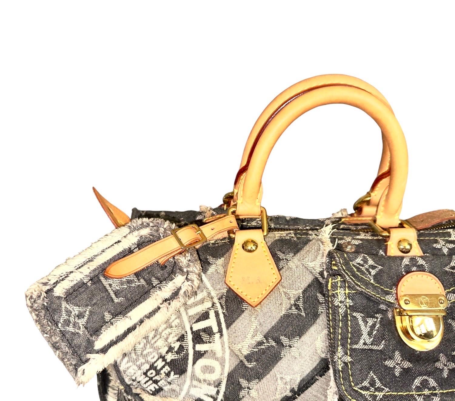 LOUIS VUITTON Denim Patchwork Jeans Speedy 30 Bag by Marc Jacobs 2007 7