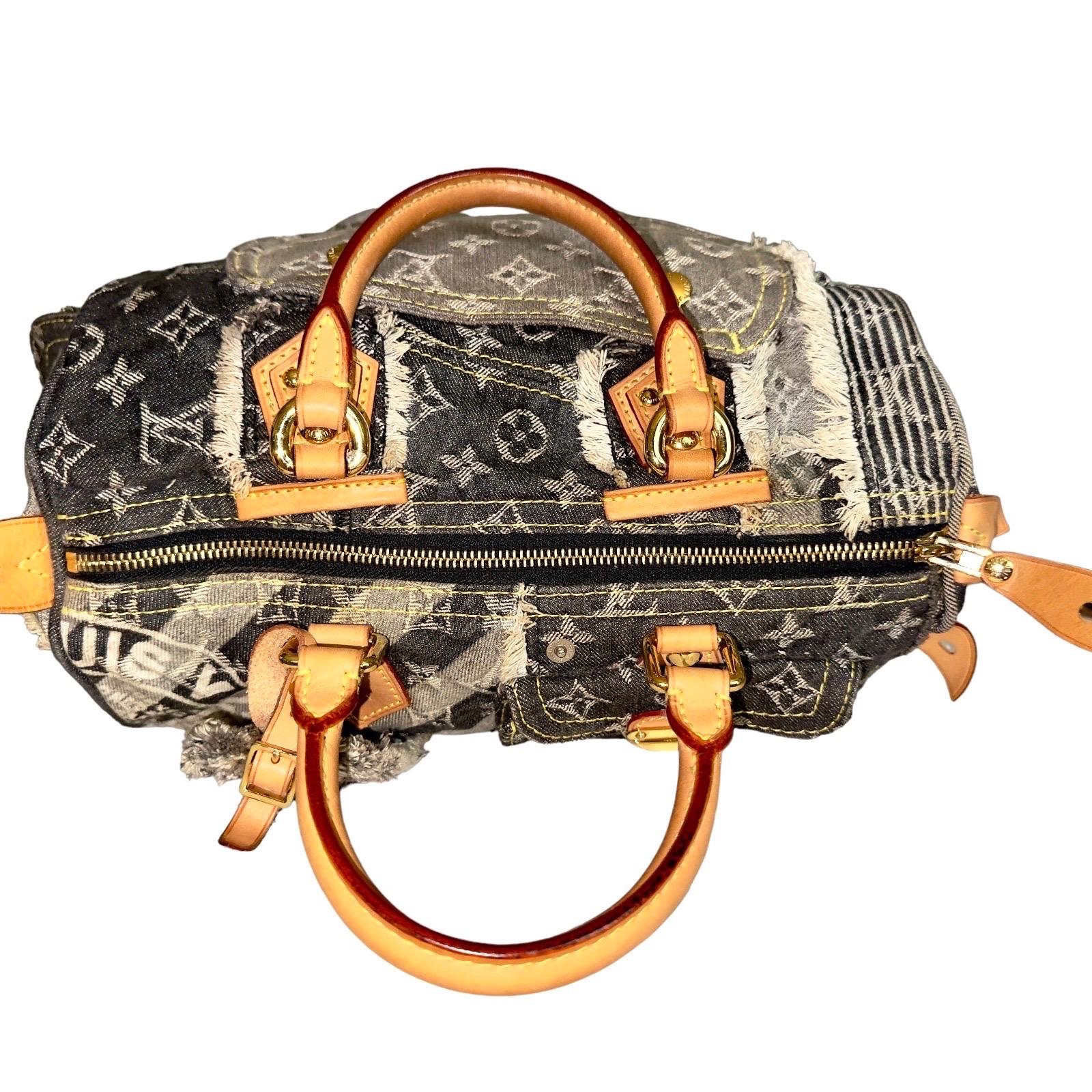 LOUIS VUITTON Denim Patchwork Jeans Speedy 30 Bag by Marc Jacobs 2007 5