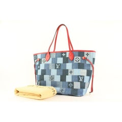 Louis Vuitton Denim Patchwork Neverfull MM Tote Bag 1LVA727