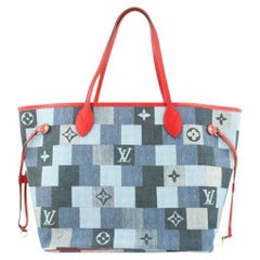 Vintage Louis Vuitton Denim Patchwork Neverfull MM Tote Bag 1LVA727