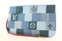 Louis Vuitton Denim Patchwork Neverfull Pochette Wristlet Bag 434lvs61