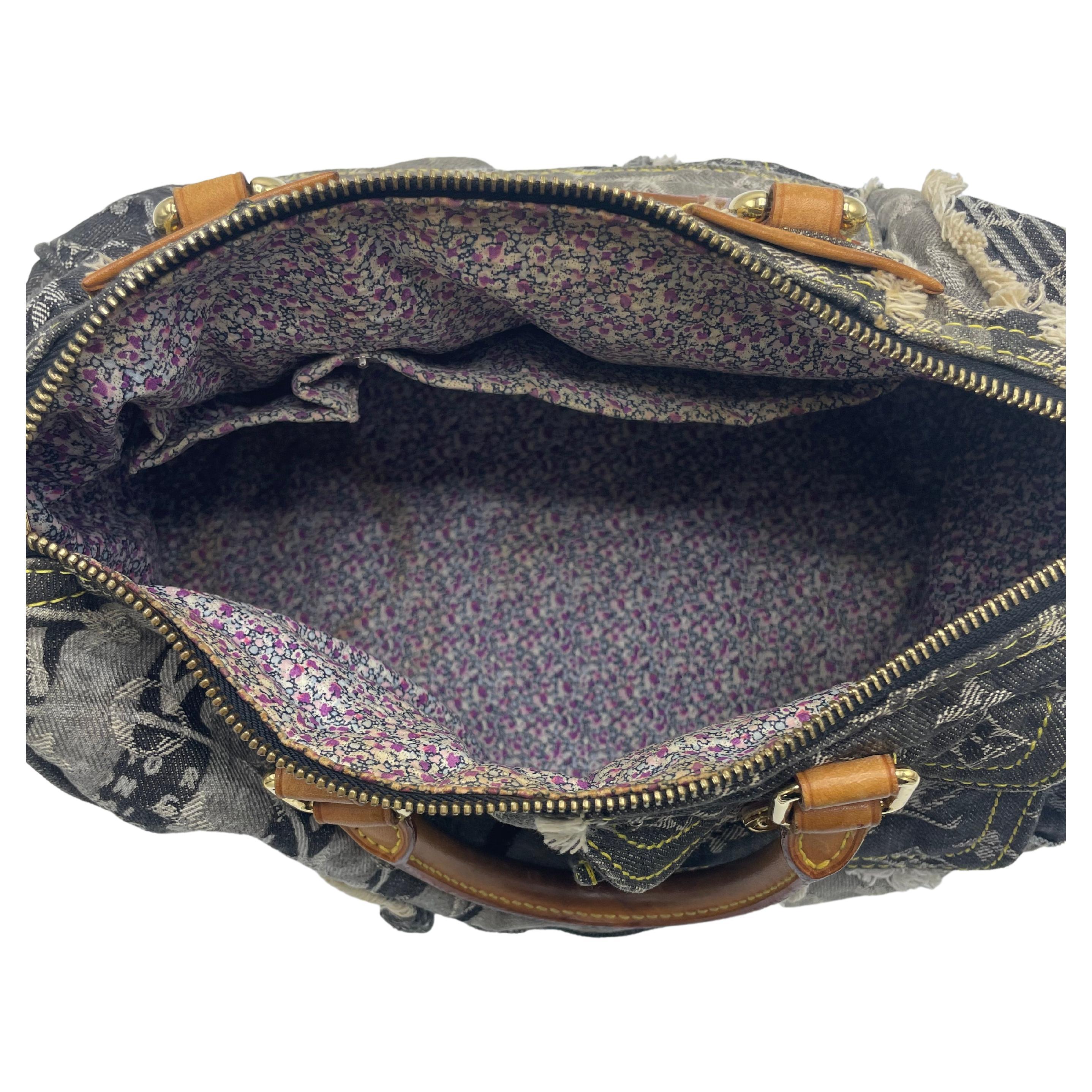 lv denim patchwork bag
