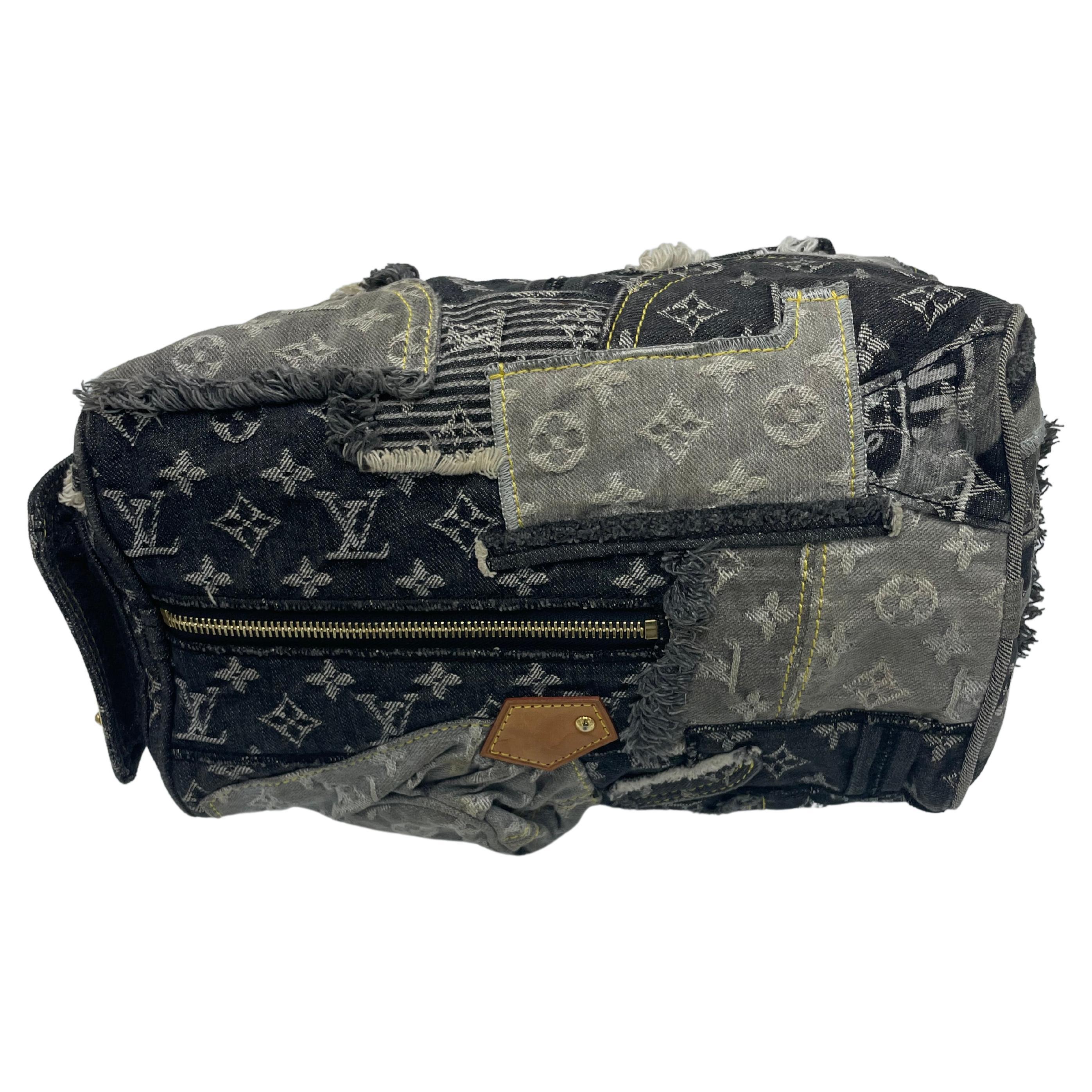 lv denim patchwork bag