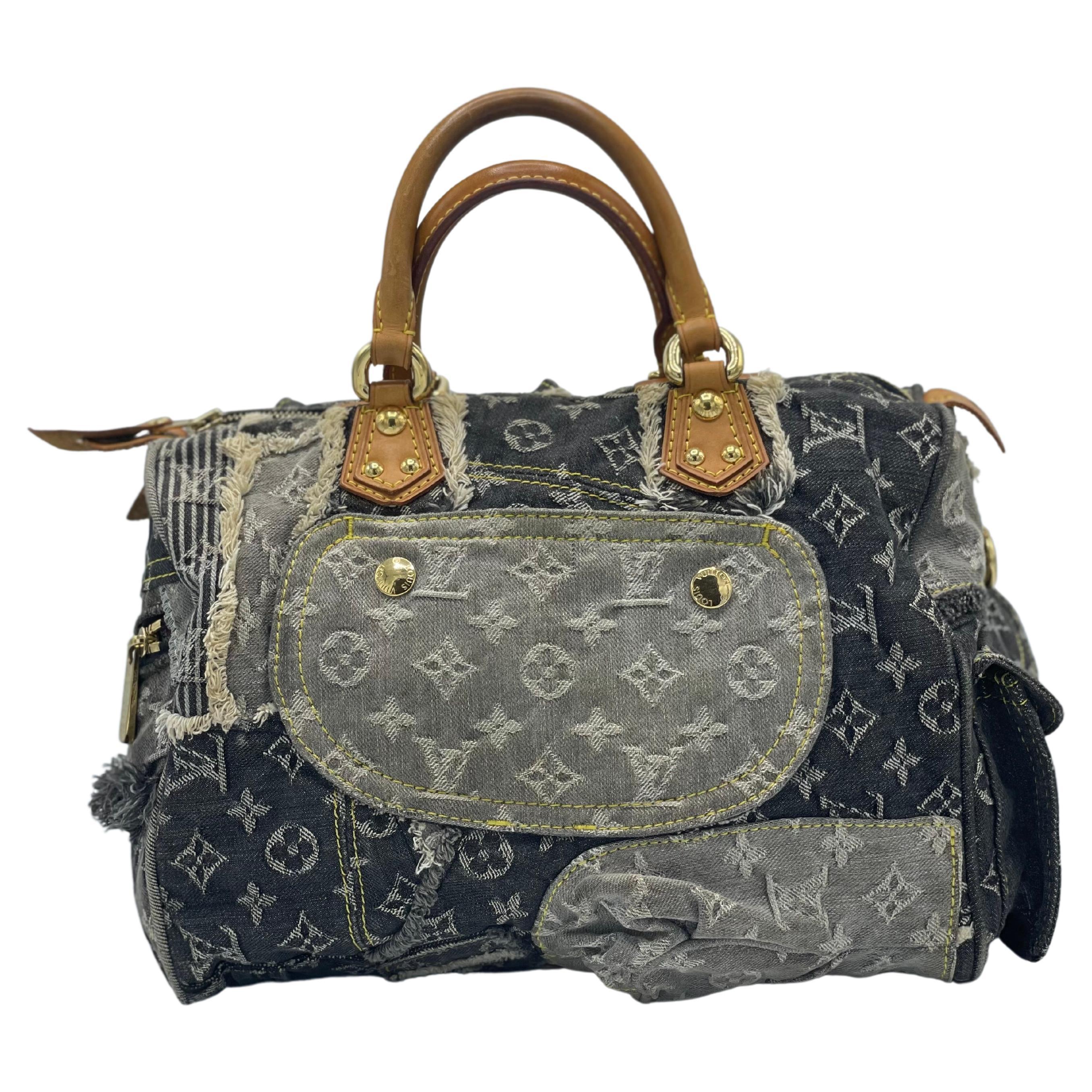 Women's or Men's Louis Vuitton Denim Patchwork Speedy For Sale