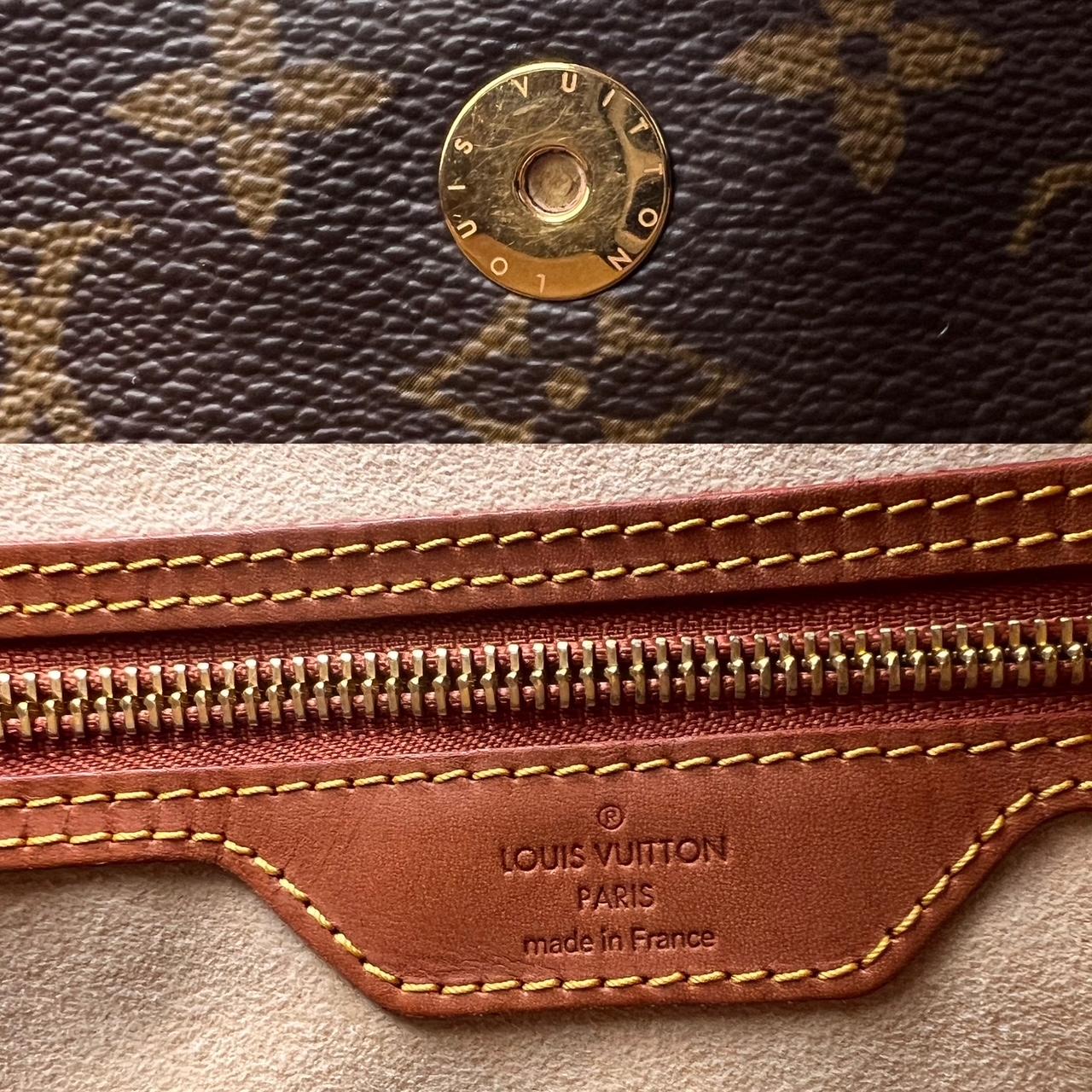 Pre-Owned  100% Authentic
Louis Vuitton Dentelle Fersen Gold Monogram Tote Bag 
This chic shoulder bag is composed of pleated Louis Vuitton
 monogram on coated canvas with a fine embroidered gold lace
pattern. This spacious shoulder bag features a