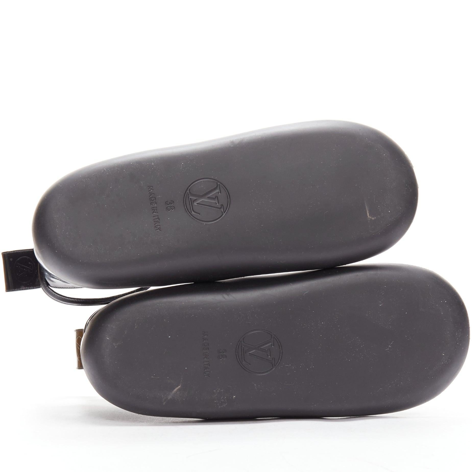 LOUIS VUITTON Desert Dream black leather geta thong sandals EU38 For Sale 6