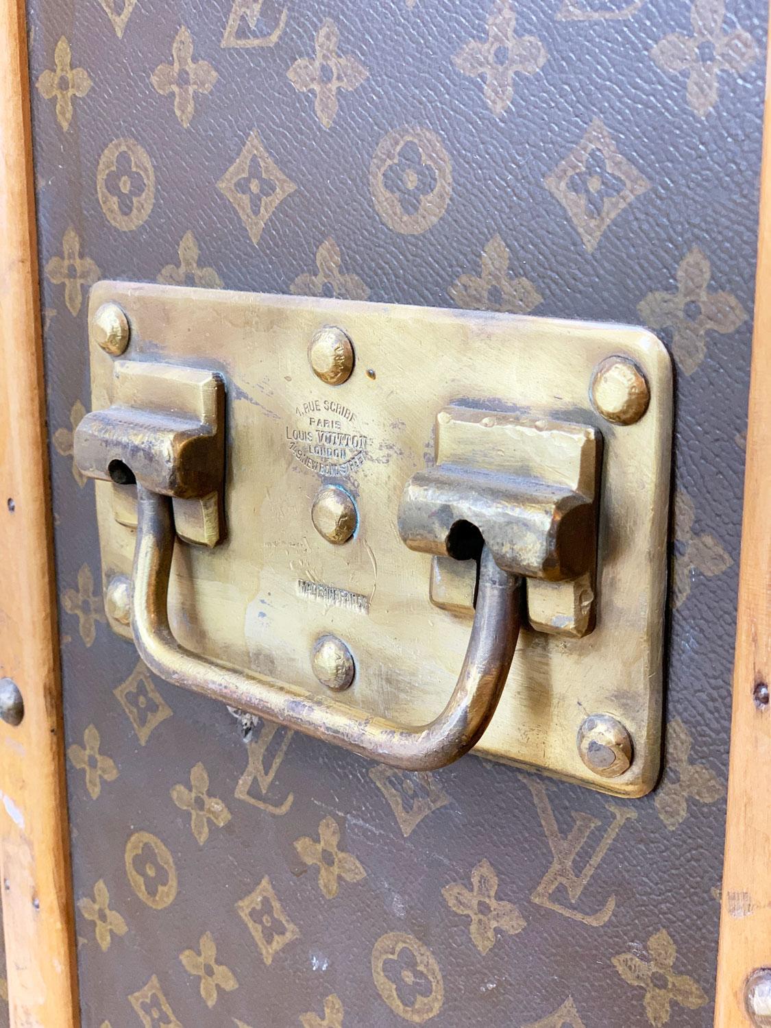 A rare Louis Vuitton desk trunk, circa 1925. In LV monogrammed canvas and all original brass hardware, circa 1925.The trunk opens to reveal a fitted interior with foldaway desk flap. The standing trunks were easy to handle, took up very little room