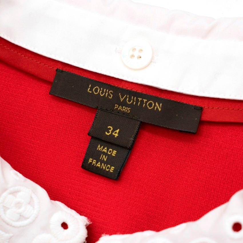 Red Louis Vuitton Detachable Monogram Crochet Collar Zippered Vest US 0 For Sale