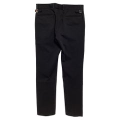 Louis Vuitton Detailed Buckle Slim-Fit Trousers in Black Cotton