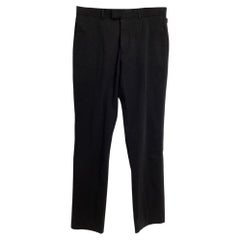 Louis Vuitton Detailed Buckle Slim-Fit Trousers in Black Cotton