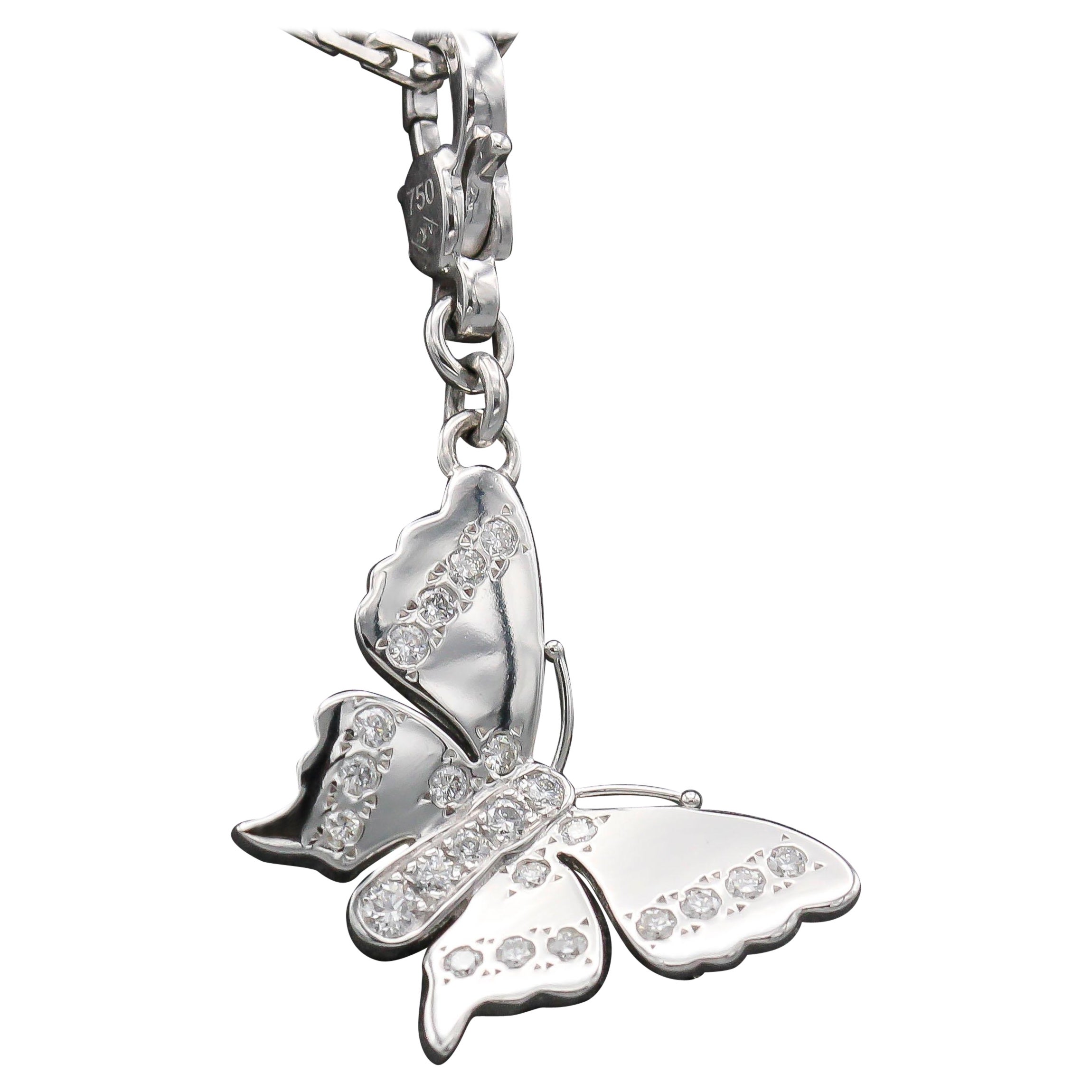 Louis Vuitton - Breloque papillon en or blanc 18 carats et diamants