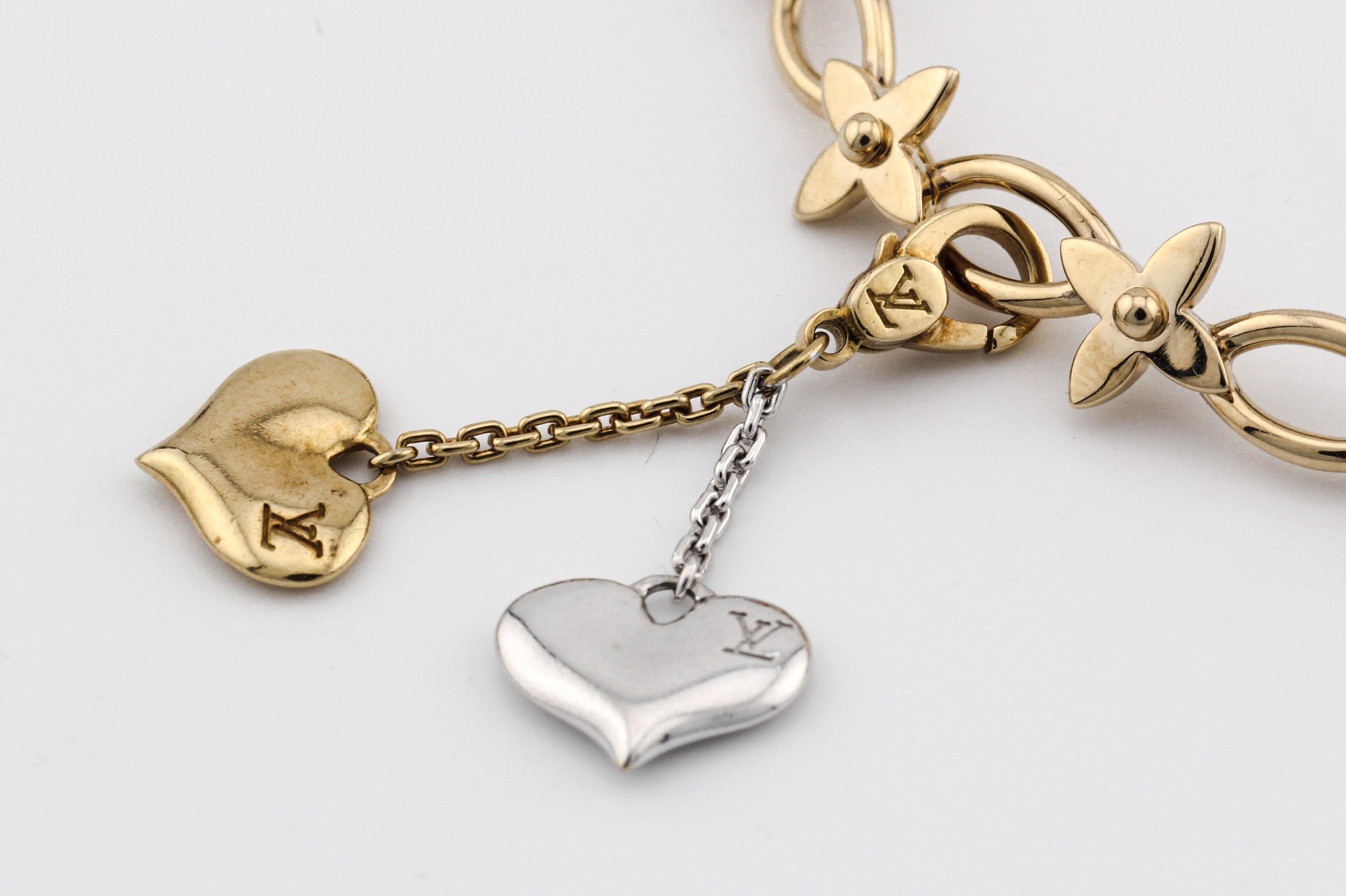 Pear Cut Louis Vuitton Diamond Amethyst 18K Yellow Gold Charm Bracelet For Sale