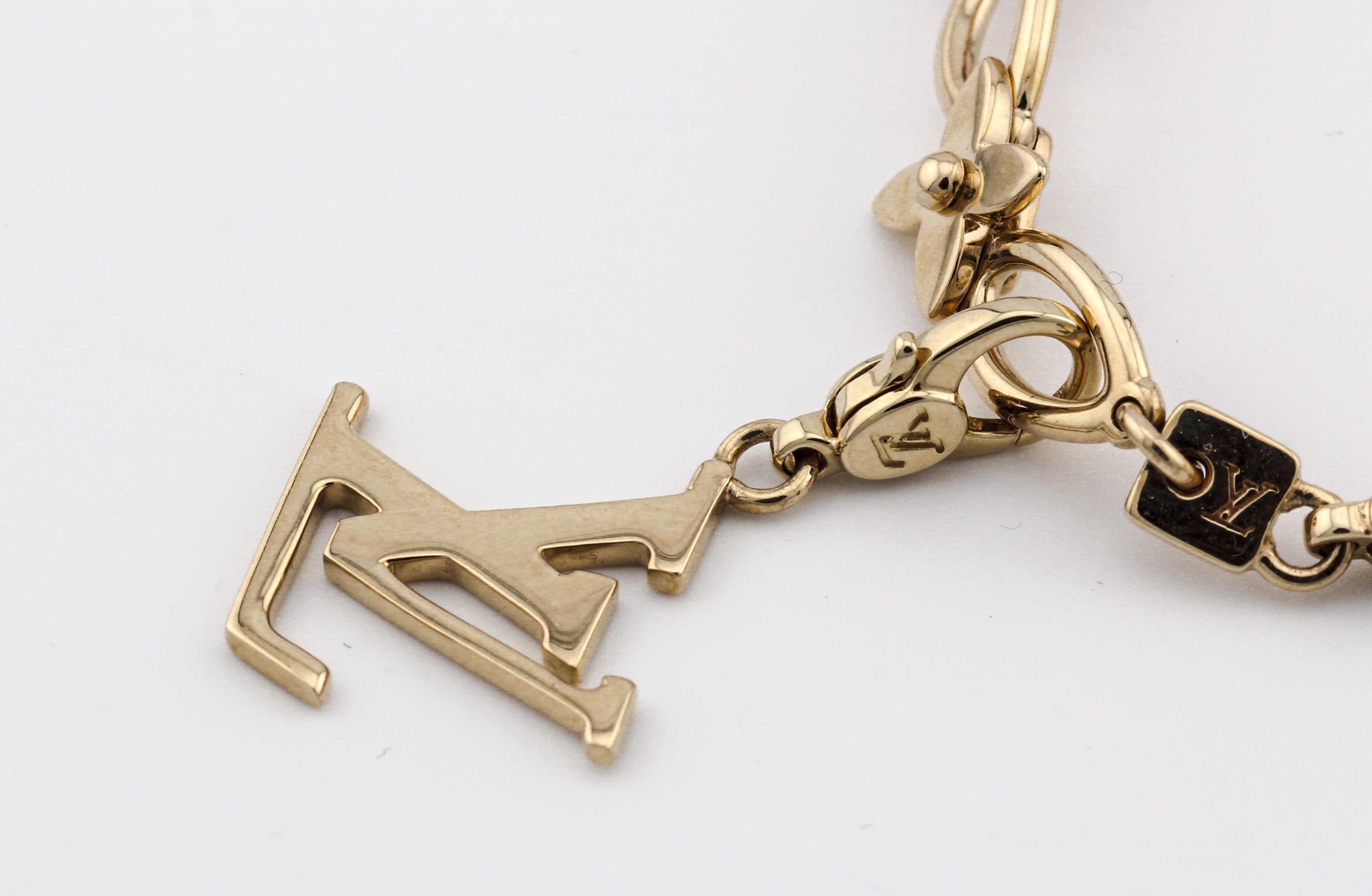 Pear Cut Louis Vuitton Diamond Amethyst 18K Yellow Gold Charm Bracelet