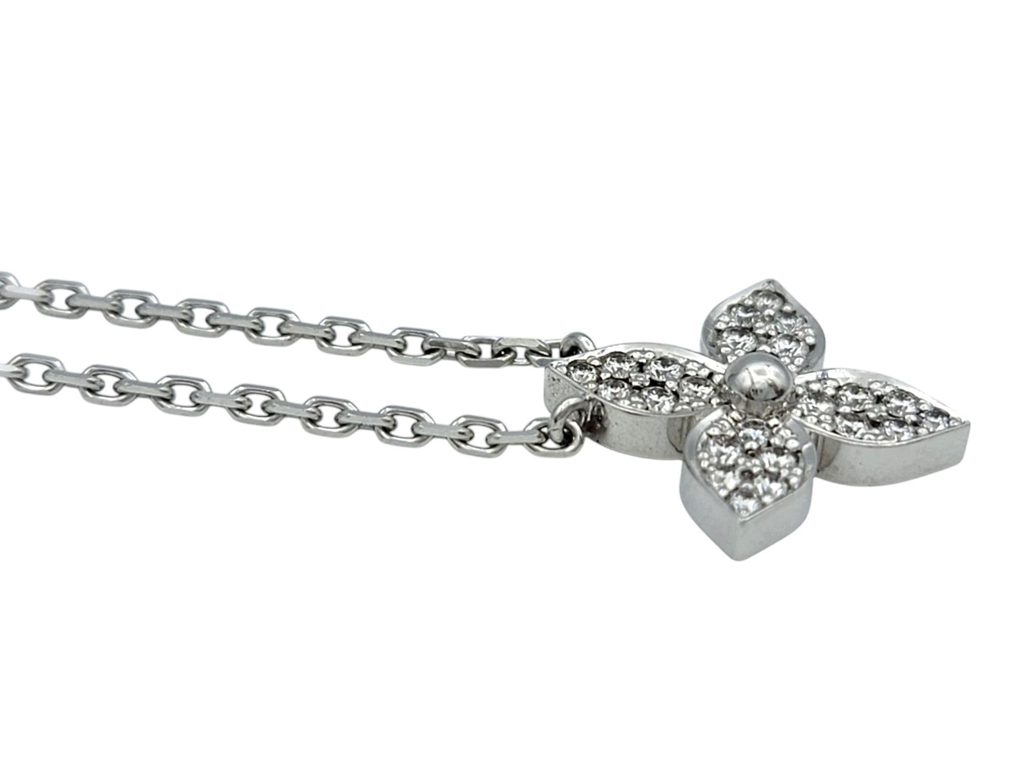 Round Cut Louis Vuitton Diamond Idylle Star Blossom Pendant Necklace 18 Karat White Gold For Sale