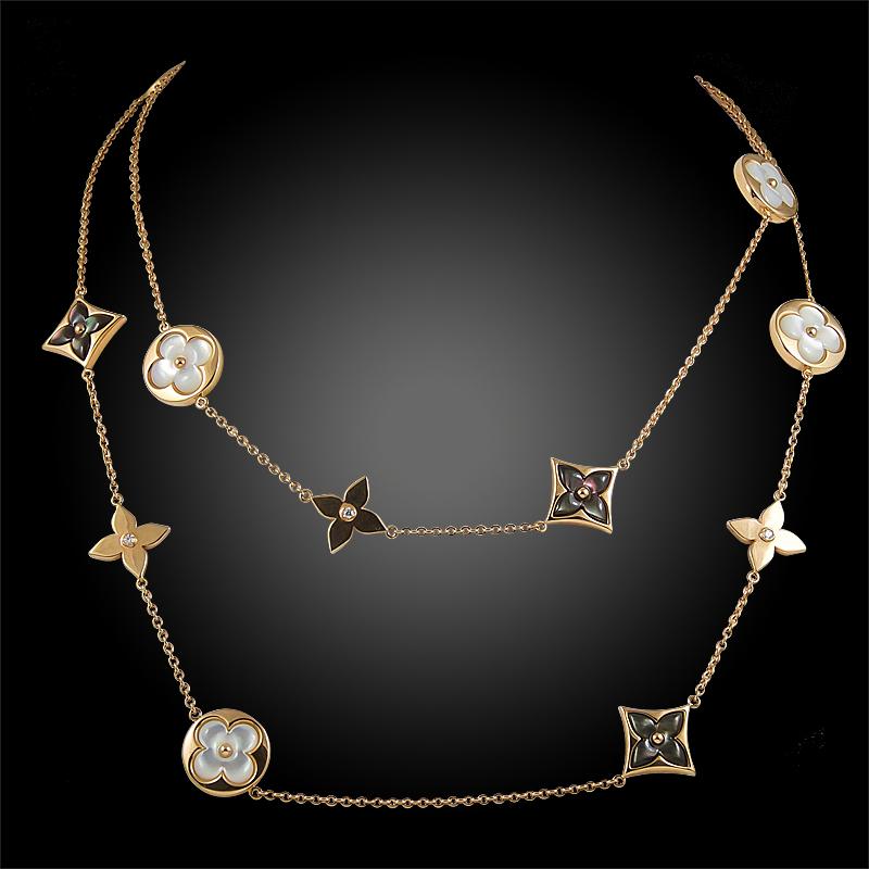 Louis Vuitton Diamond, Mother of Pearl Long Necklace For Sale at