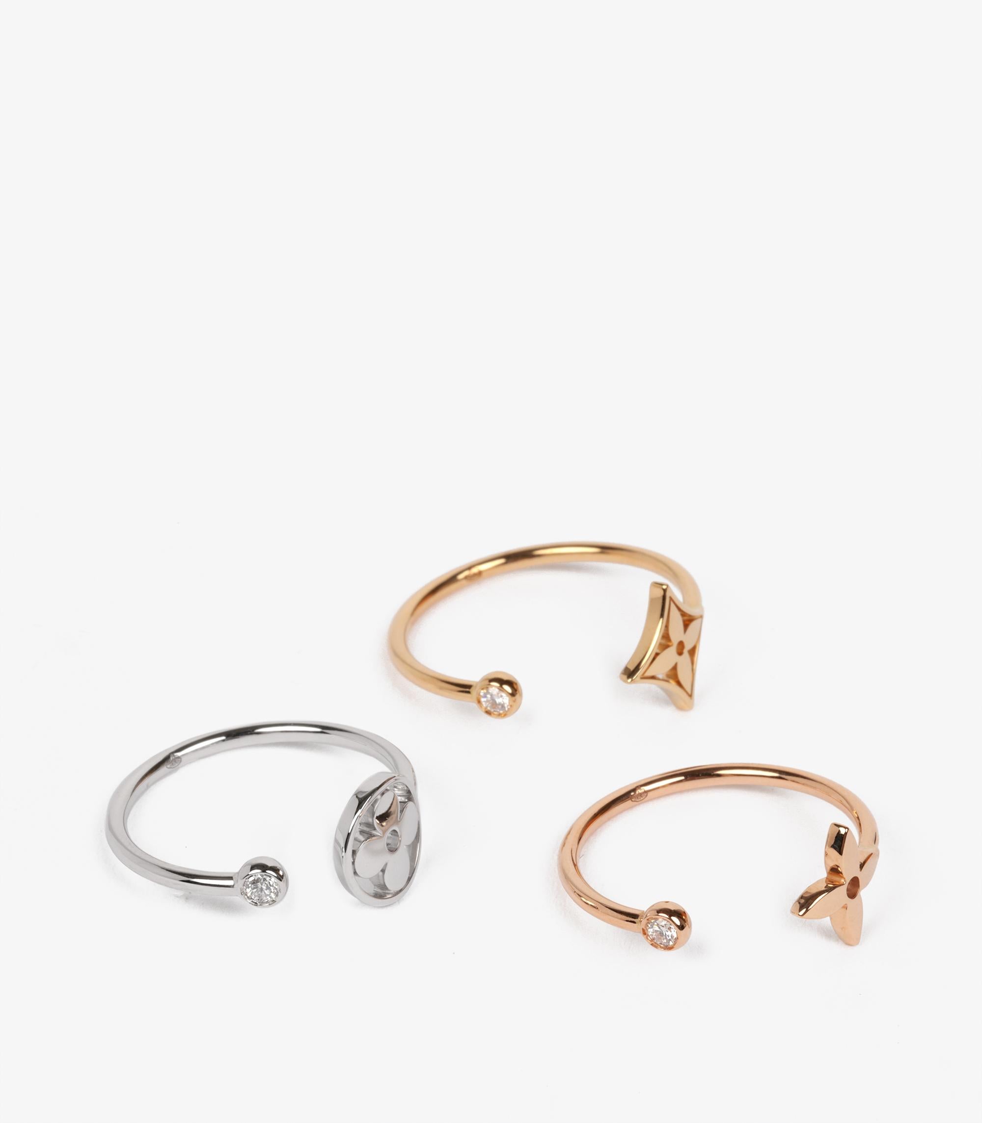 Taille ronde Louis Vuitton - Bagues Idylle Blossom en or blanc, jaune et rose 18ct serties de diamants