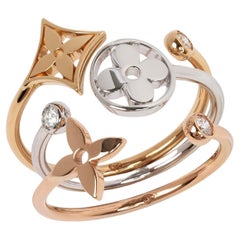 Louis Vuitton Diamond Set 18ct White, Yellow and Rose Gold Idylle Blossom Rings