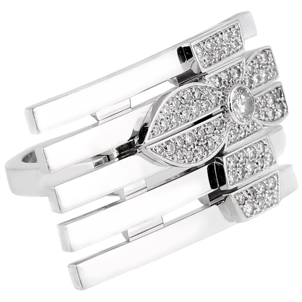 Louis Vuitton Diamond White Gold Flower Cocktail Ring For Sale