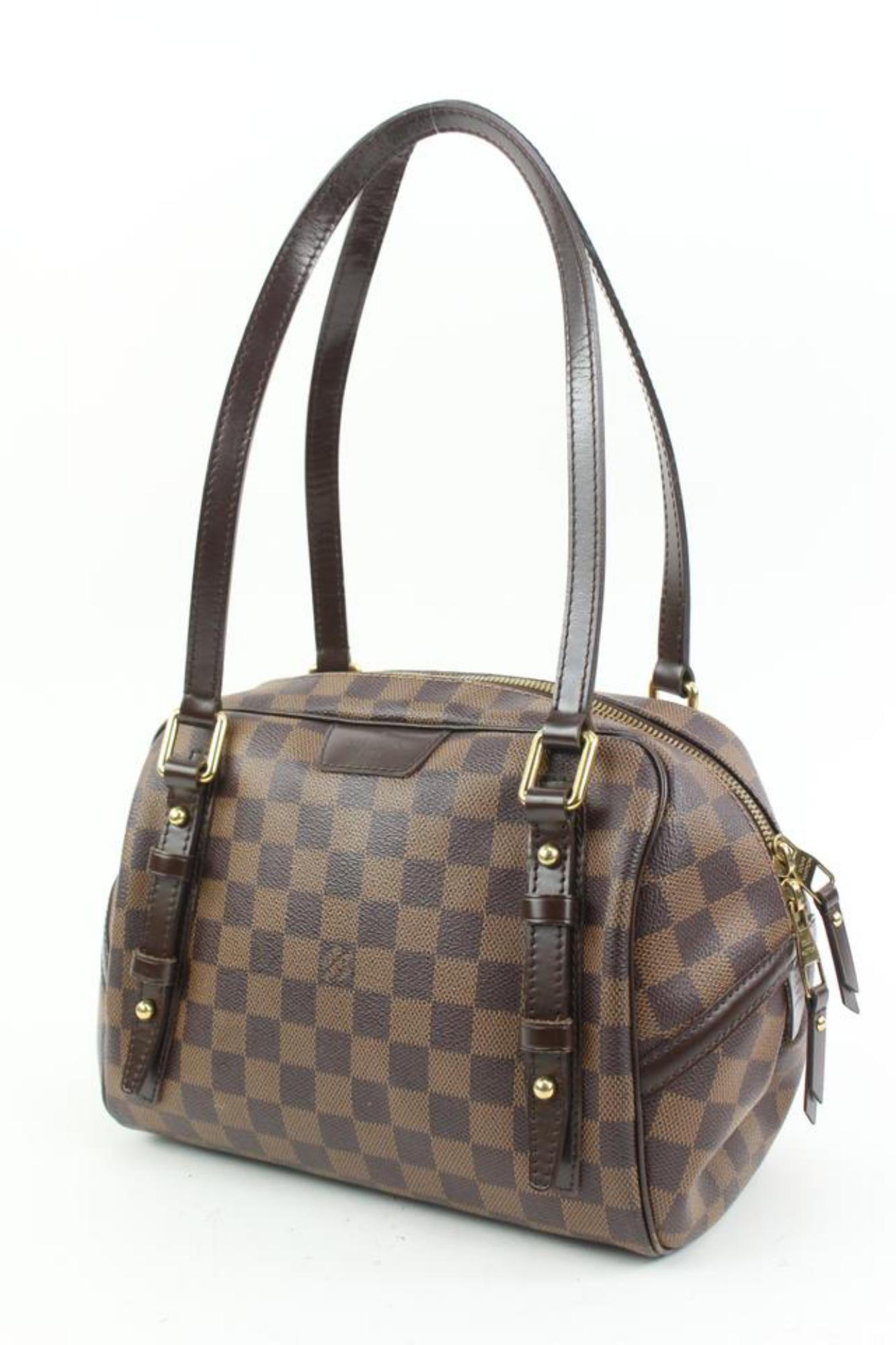 Louis Vuitton Discontinued Damier Ebene Rivington Bowler Shoulder Bag s214lv84 For Sale 3
