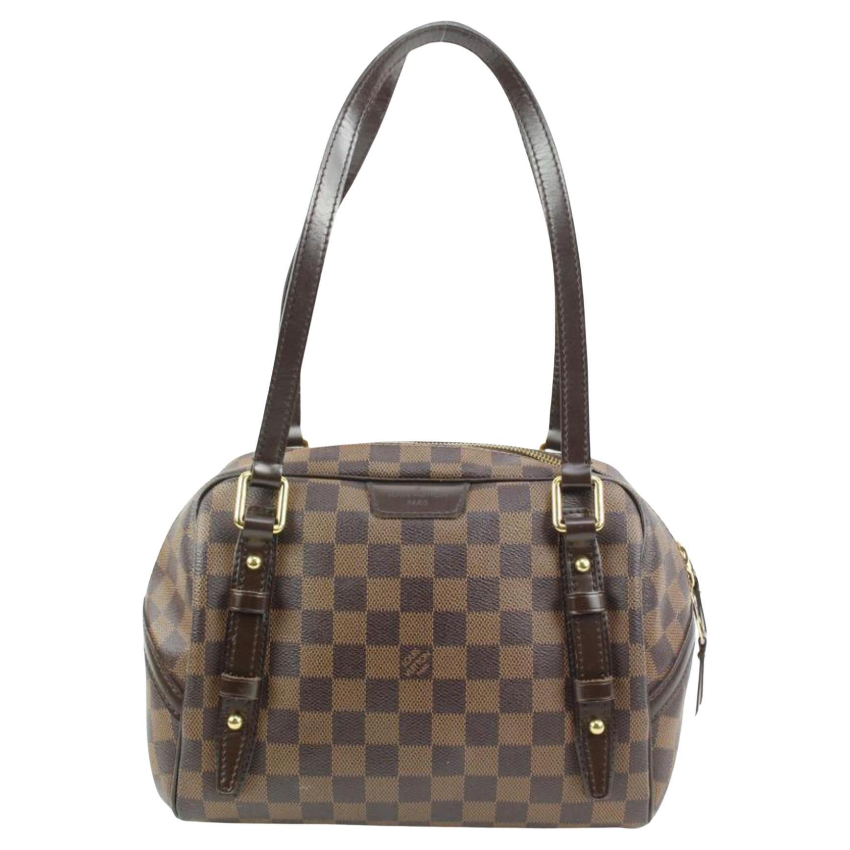 Louis Vuitton Discontinued Damier Ebene Rivington Bowler Shoulder Bag s214lv84 For Sale