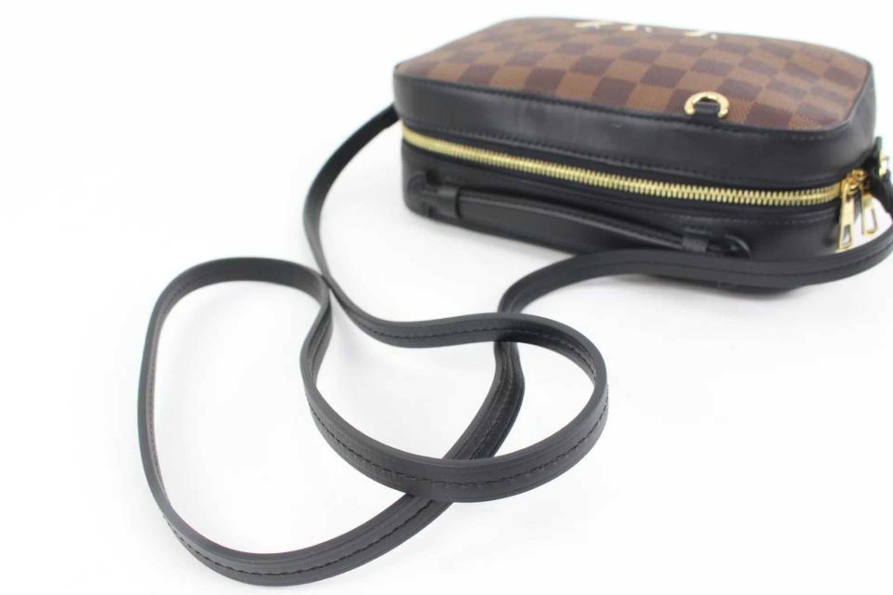 Black Louis Vuitton Discontinued Damier Ebene Santa Monica Crossbody Camera Box 29lk37 For Sale