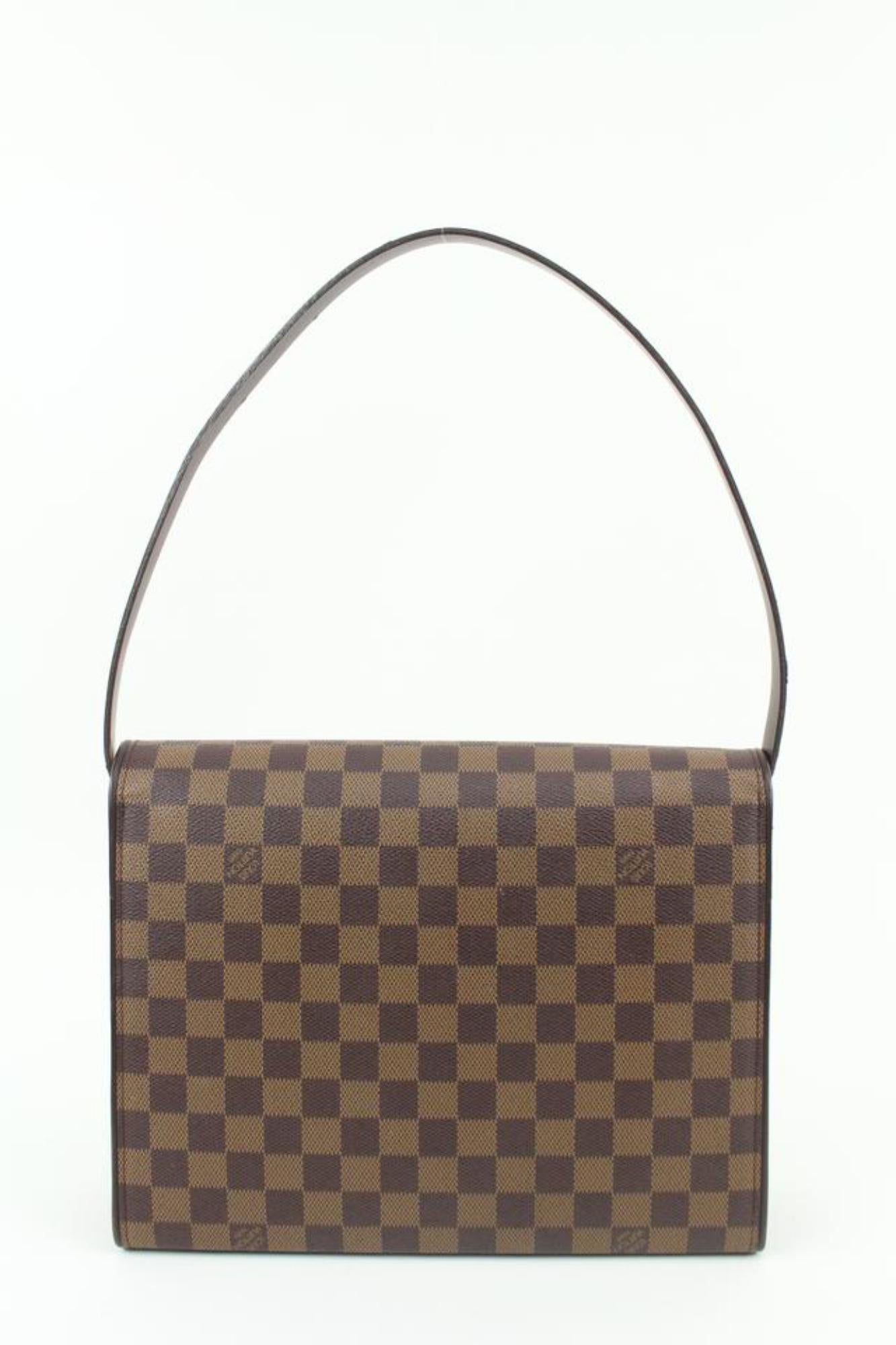 Louis Vuitton Discontinued Damier Ebene Tribeca Carre Flap Shoulder Bag 99lv310s In Good Condition For Sale In Dix hills, NY
