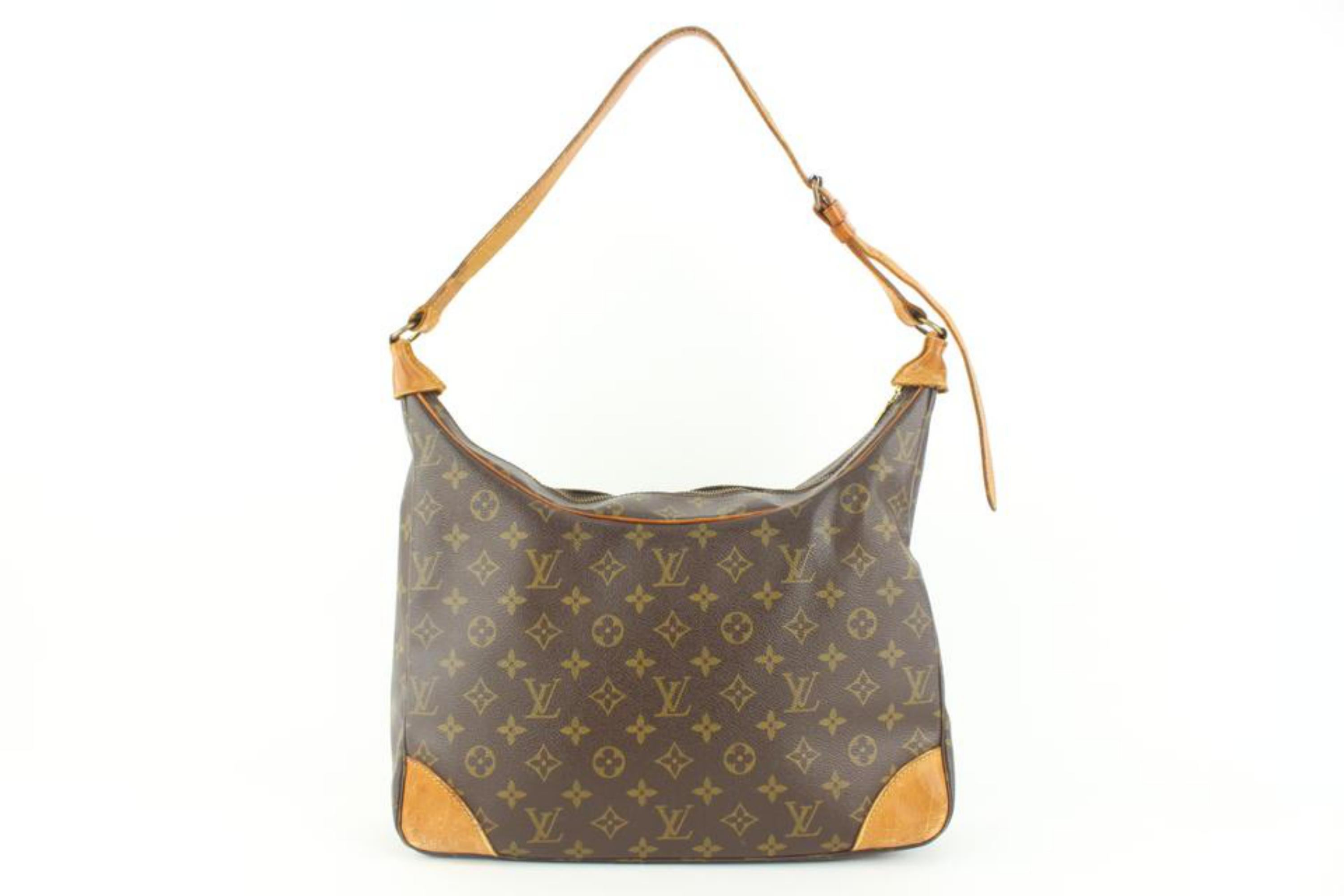Brown Louis Vuitton Discontinued Monogram Boulogne Zip Hobo Bag 13lv40 For Sale