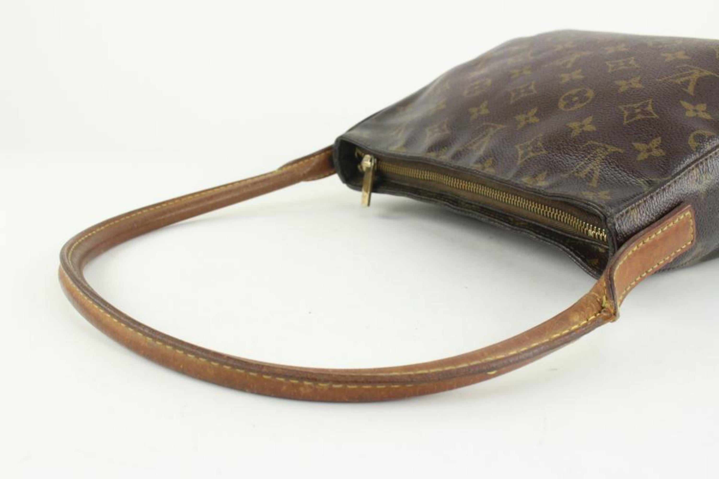 Gray Louis Vuitton Discontinued Monogram Looping MM Zip Hobo Shoulder Bag 1216lv33
