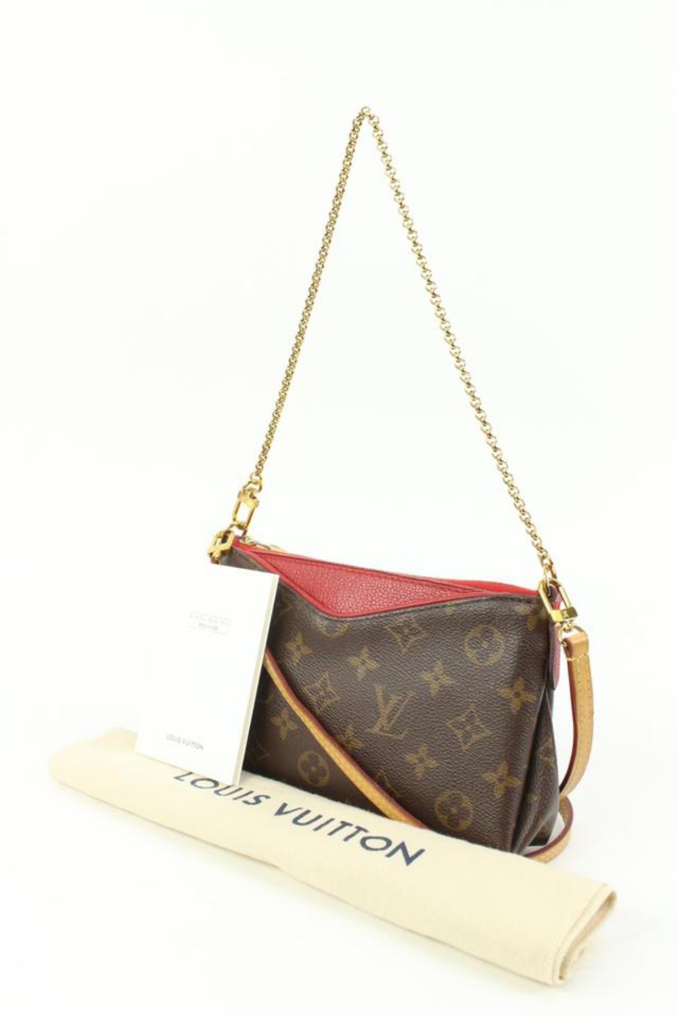 Louis Vuitton Discontinued Monogram Pallas Clutch Crossbody 27lk324s
Date Code/Serial Number: GI0137
Made In: Spain
Measurements: Length:  9