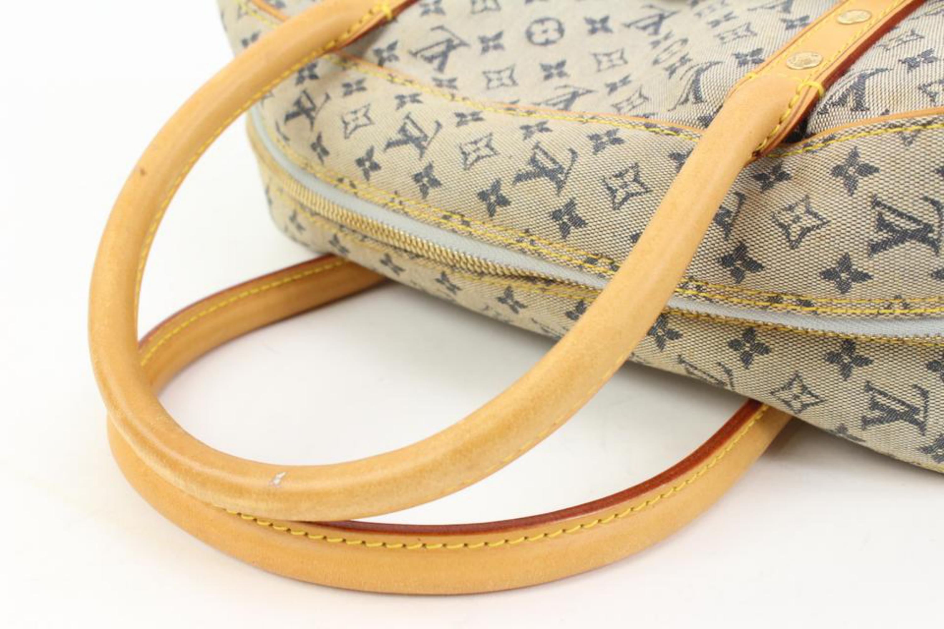 Beige Louis Vuitton Discontinued Navy x Grey Monogram Mini Lin Marie Speedy Bag 65lv31