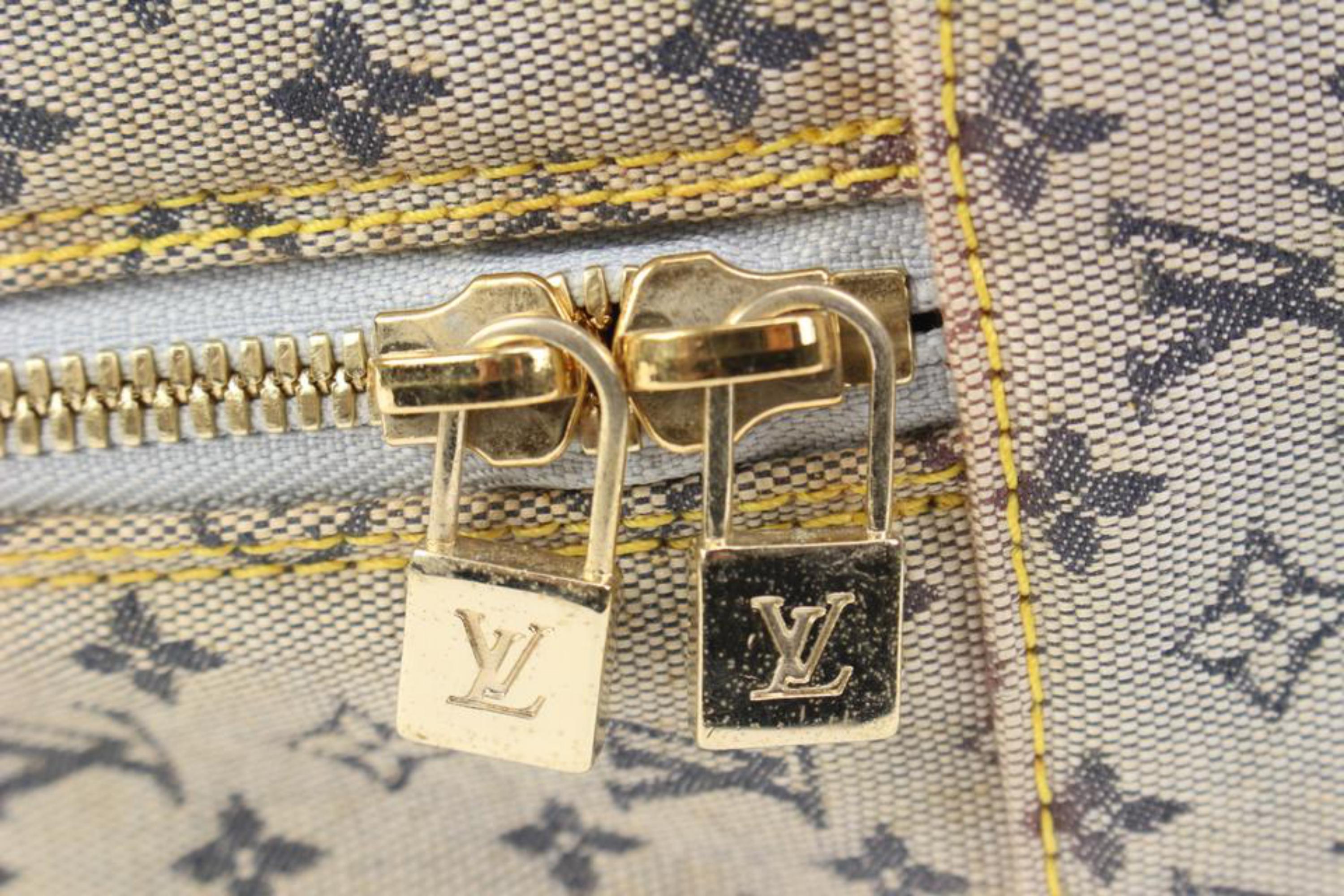 Women's Louis Vuitton Discontinued Navy x Grey Monogram Mini Lin Marie Speedy Bag 65lv31