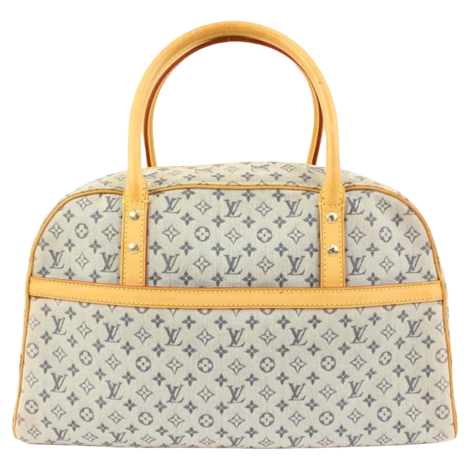 Louis Vuitton Discontinued Navy x Grey Monogram Mini Lin Marie Speedy Bag 65lv31