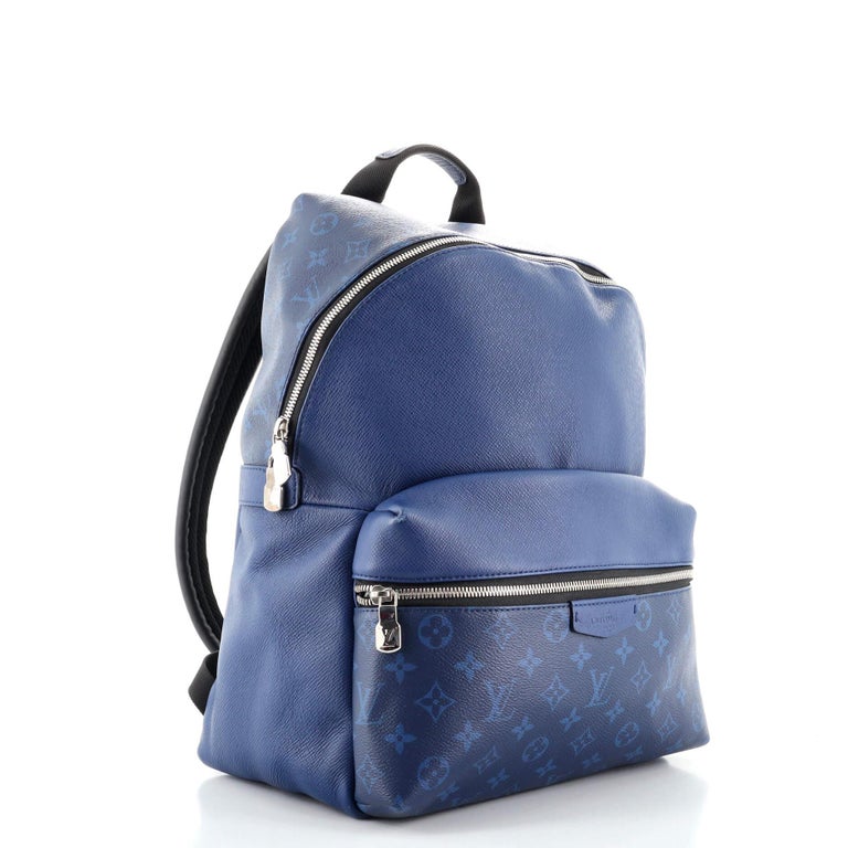 LOUIS VUITTON Blue Monogram Coated Canvas and Taiga Leather Discovery  Backpack PM at 1stDibs