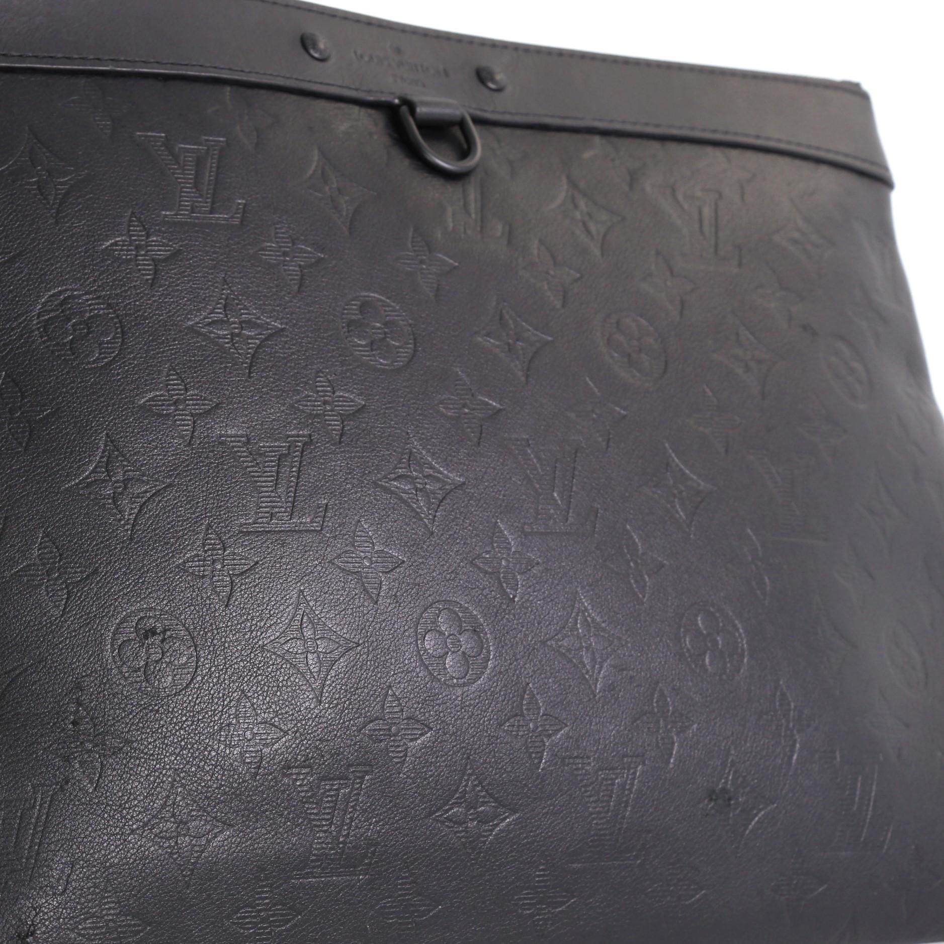 Black Louis Vuitton Discovery Pochette Monogram Shadow Leather GM 