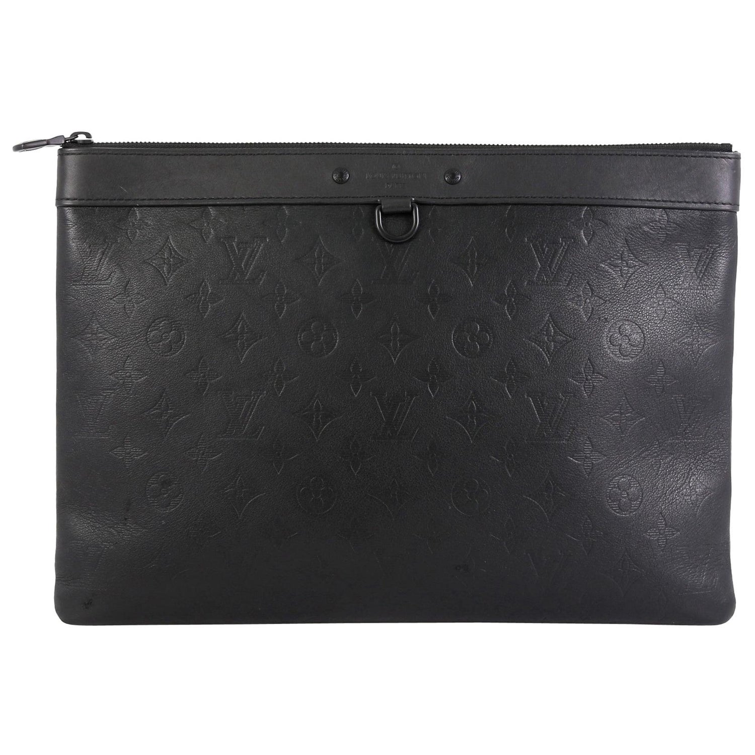 Louis Vuitton Discovery Pochette Monogram Shadow Leather GM Black