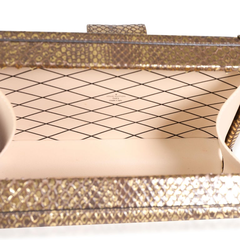 Women's Louis Vuitton Distressed Metallic Gold Python Petite Malle For Sale