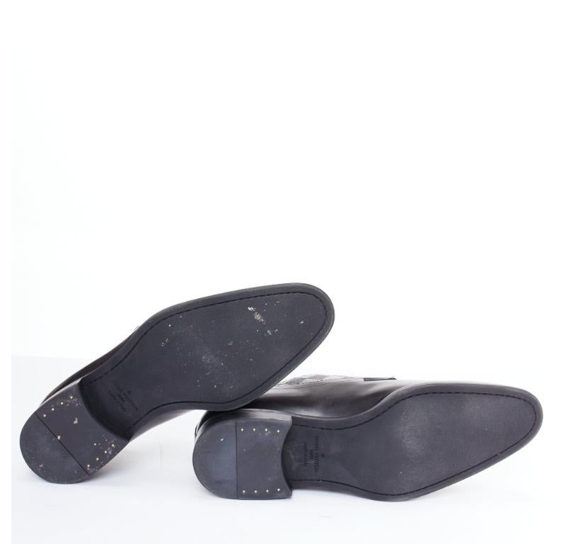 LOUIS VUITTON District black Damier check emboss calf buckle monk shoes UK6.5 For Sale 6