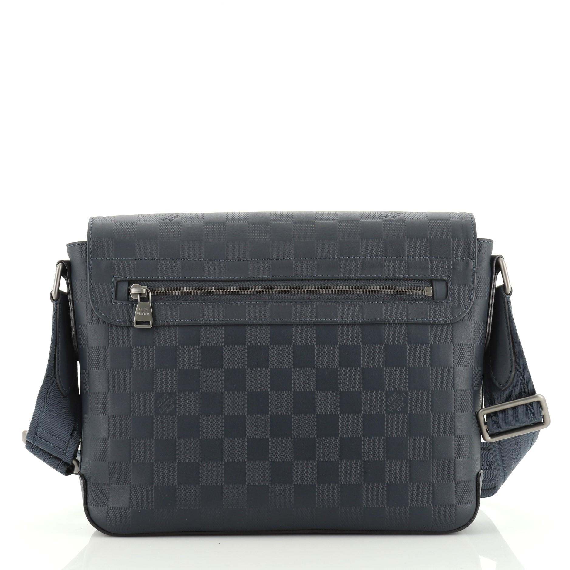 Black Louis Vuitton District Messenger Bag Damier Infini Leather PM