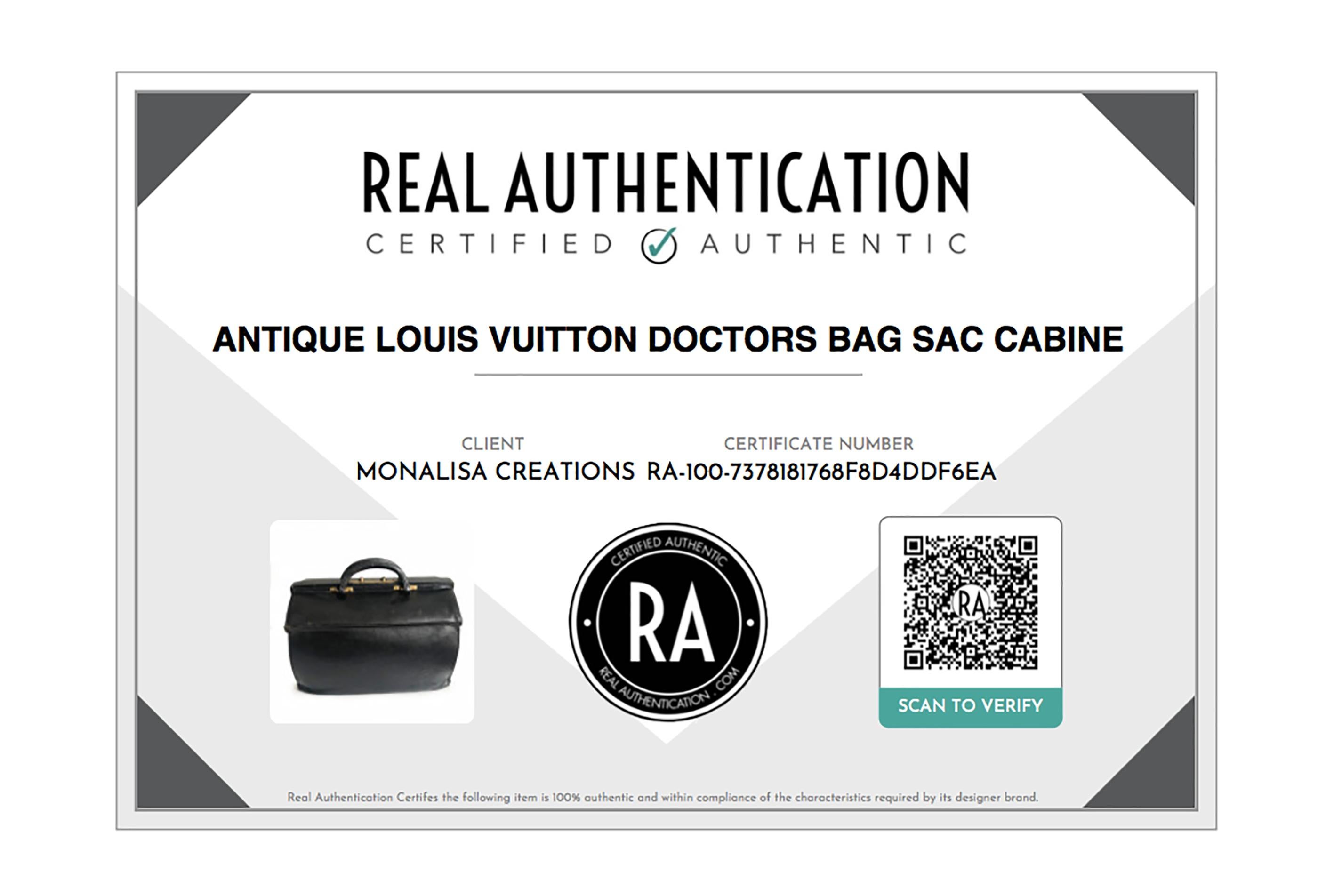 Louis Vuitton Doctors Bag Early 20th C Sac Cabine Antique Travel Case Black Rare For Sale 9