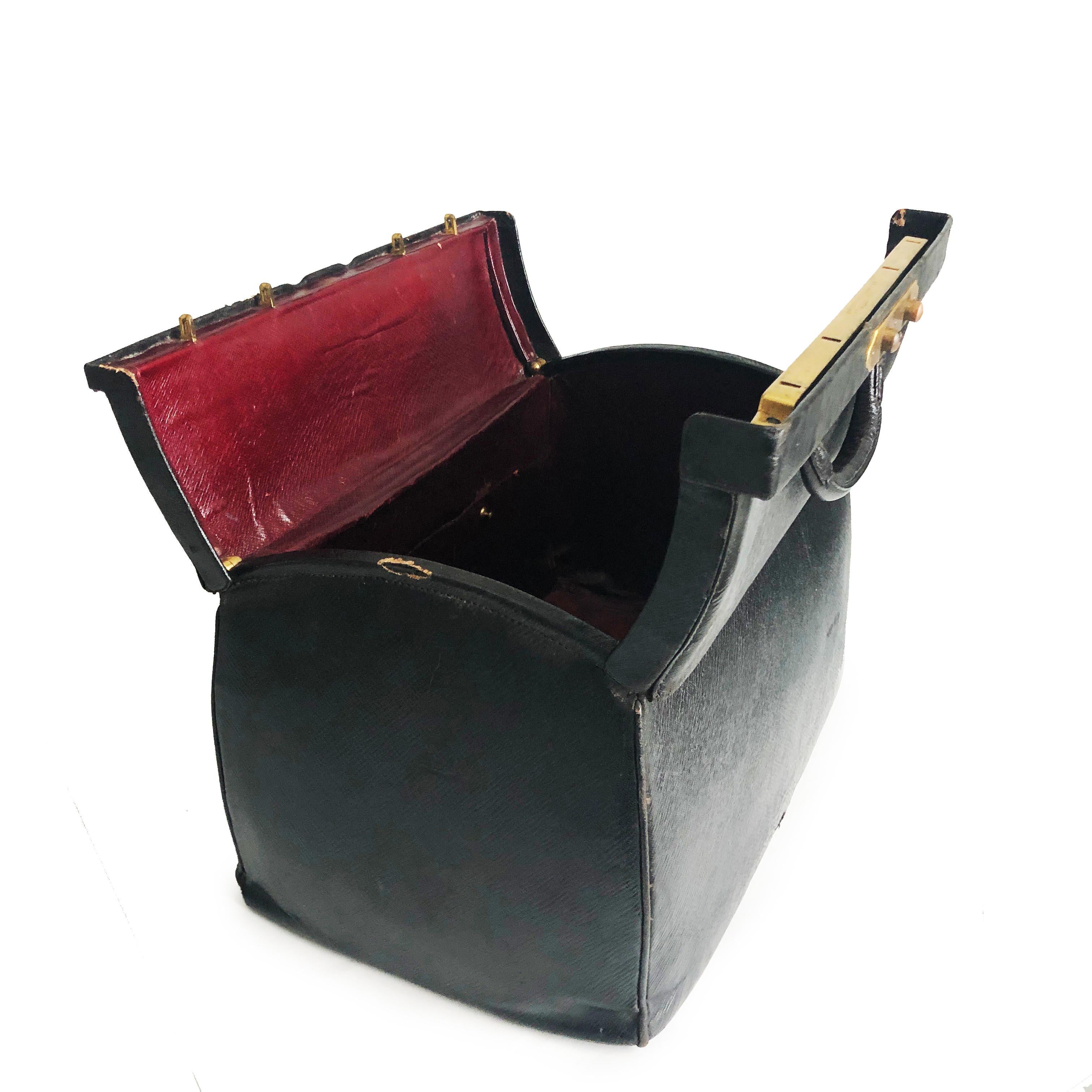 Louis Vuitton Doctors Bag Early 20th C Sac Cabine Antique Travel Case Black Rare For Sale 2