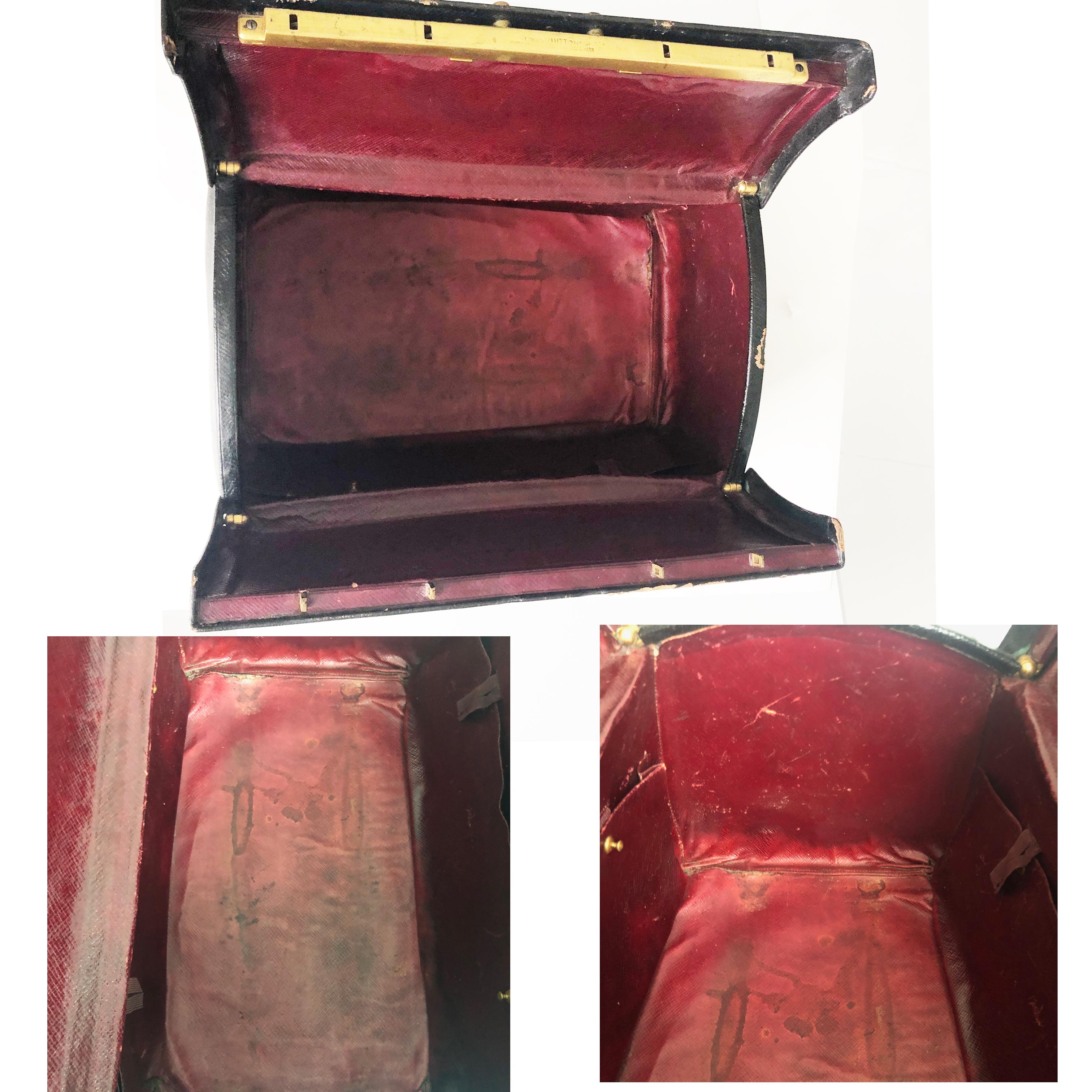 Louis Vuitton Doctors Bag Early 20th C Sac Cabine Antique Travel Case Black Rare For Sale 3