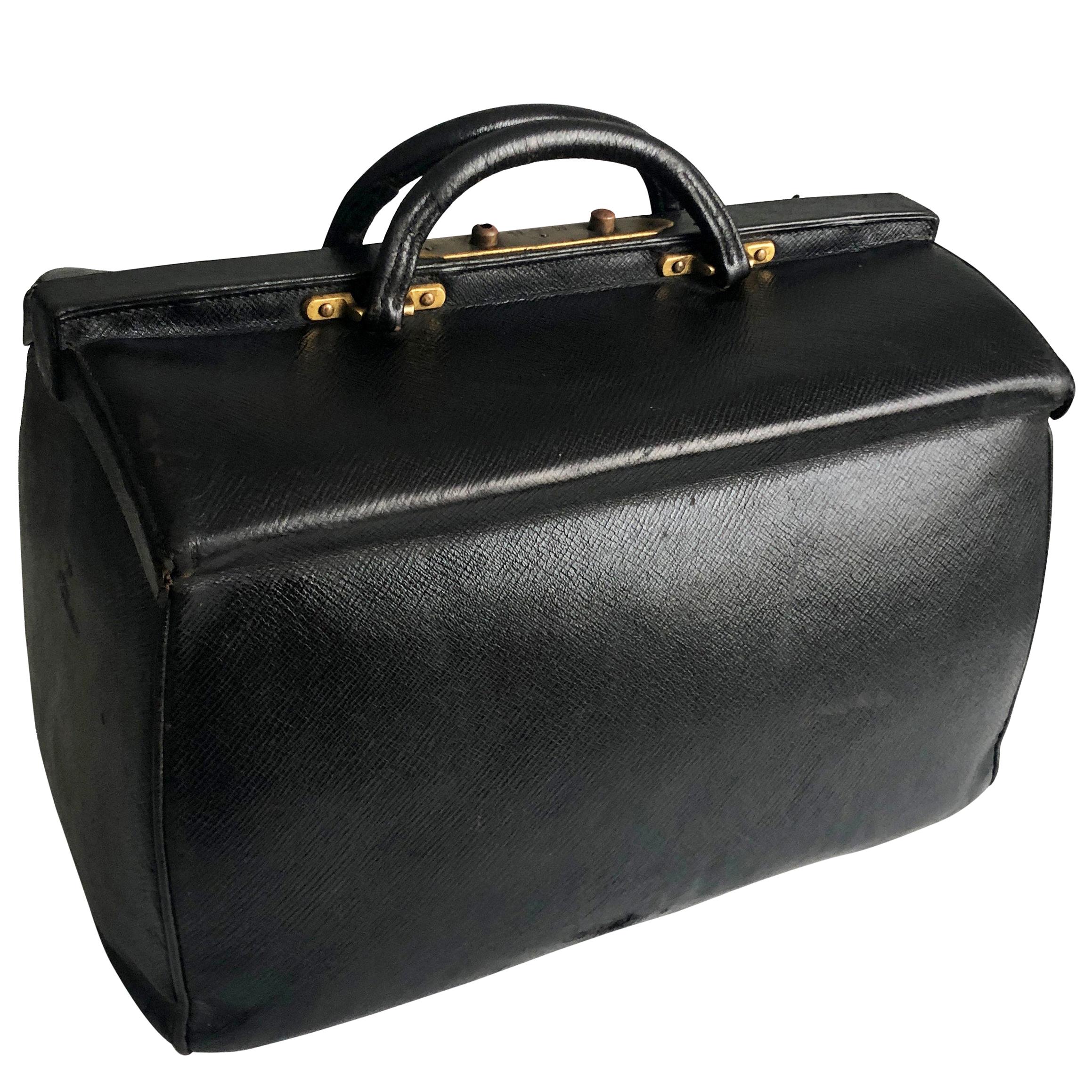 Louis Vuitton Doctors Bag Early 20th C Sac Cabine Antique Travel Case Black Rare For Sale