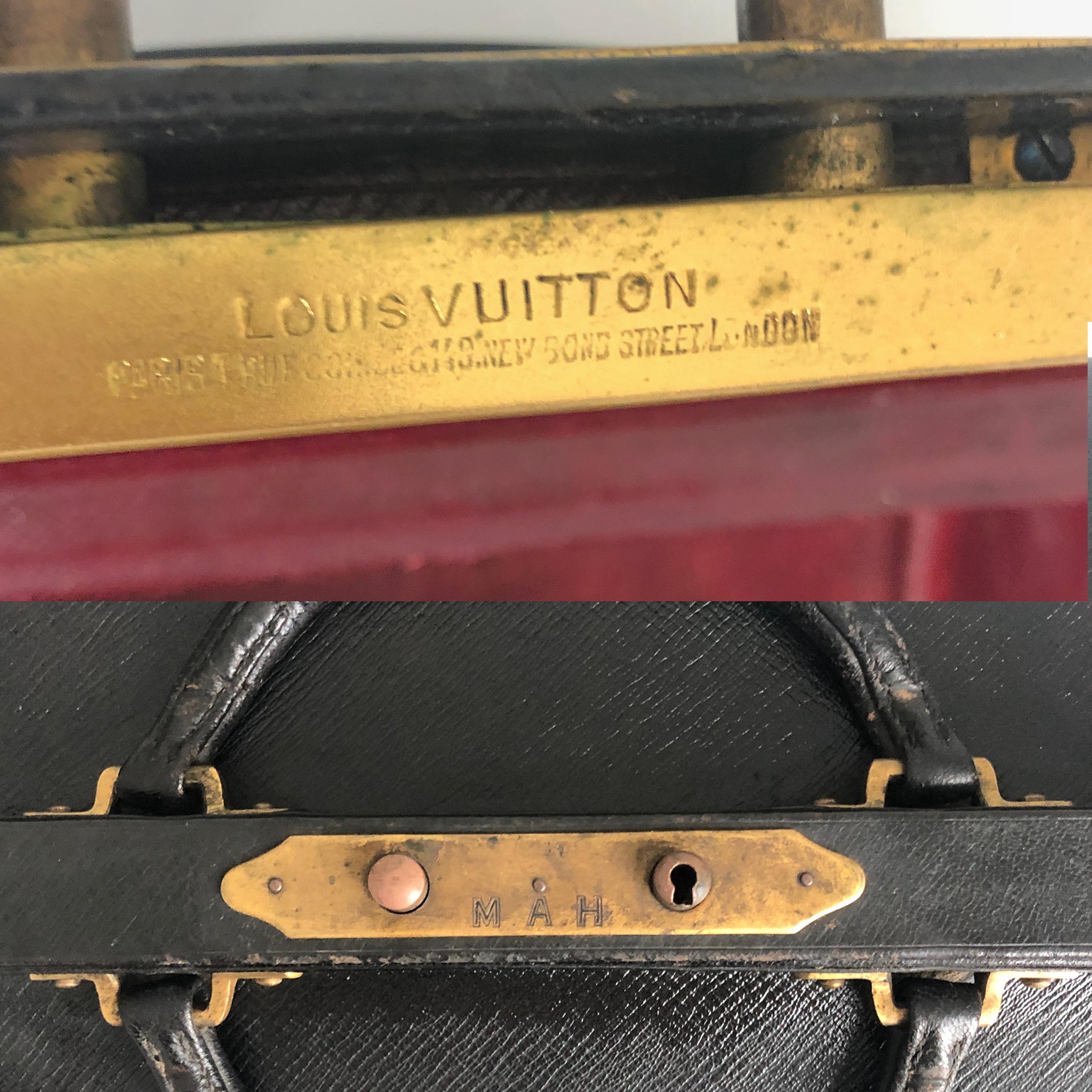 Seltene antike Sac Cabine-Reisetasche von Louis Vuitton für Arzt, schwarz, frühes 20. Jahrhundert im Angebot 7
