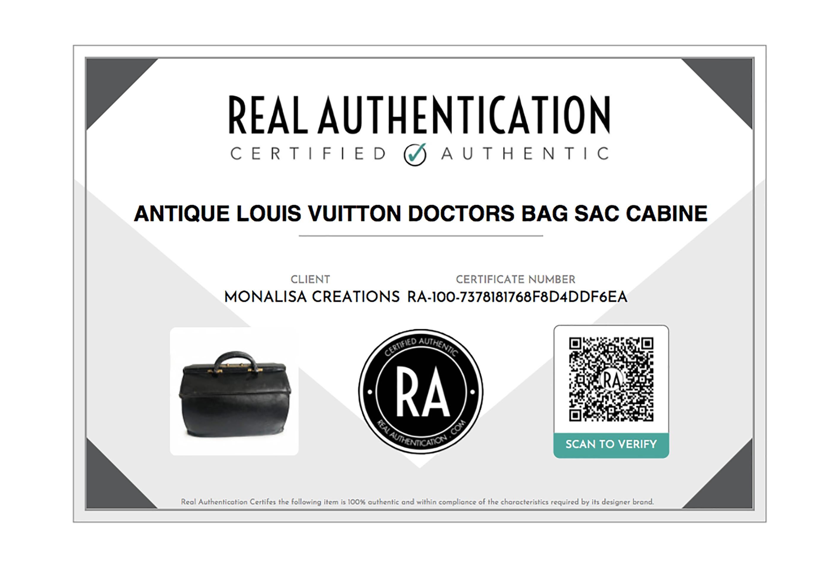 Seltene antike Sac Cabine-Reisetasche von Louis Vuitton für Arzt, schwarz, frühes 20. Jahrhundert im Angebot 9